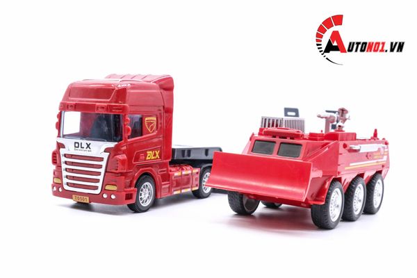 MÔ HÌNH XE TẢI VẬN CHUYỂN XE CỨU HOẢ 1:50 HYTRUCK 6094