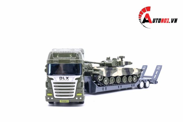 MÔ HÌNH XE TẢI VẬN CHUYỂN XE QUÂN SỰ 1:50 HYTRUCK 6093