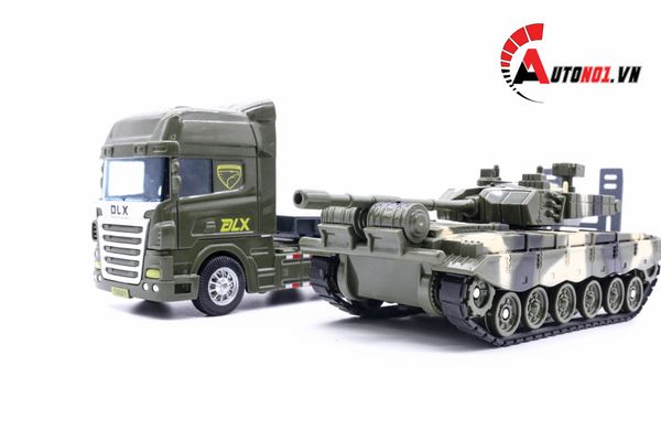 MÔ HÌNH XE TẢI VẬN CHUYỂN XE QUÂN SỰ 1:50 HYTRUCK 6093