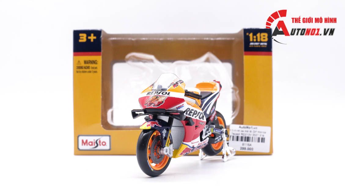  Mô hình xe mô tô GP Honda Repsol RC213V 2021 tỉ lệ 1:18 Maisto 8116 