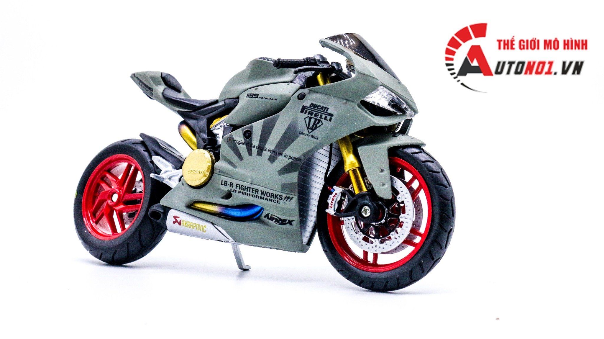  Mô hình xe độ Ducati 1199 Panigale S Liberty Walk Gray Custom 1:12 Autono1 D220a 