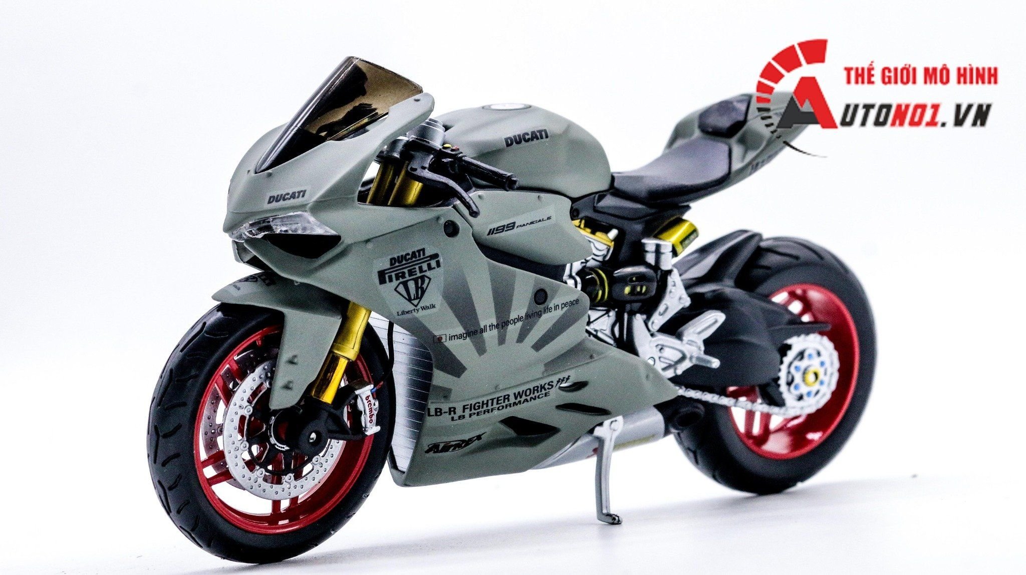  Mô hình xe độ Ducati 1199 Panigale S Liberty Walk Gray Custom 1:12 Autono1 D220a 