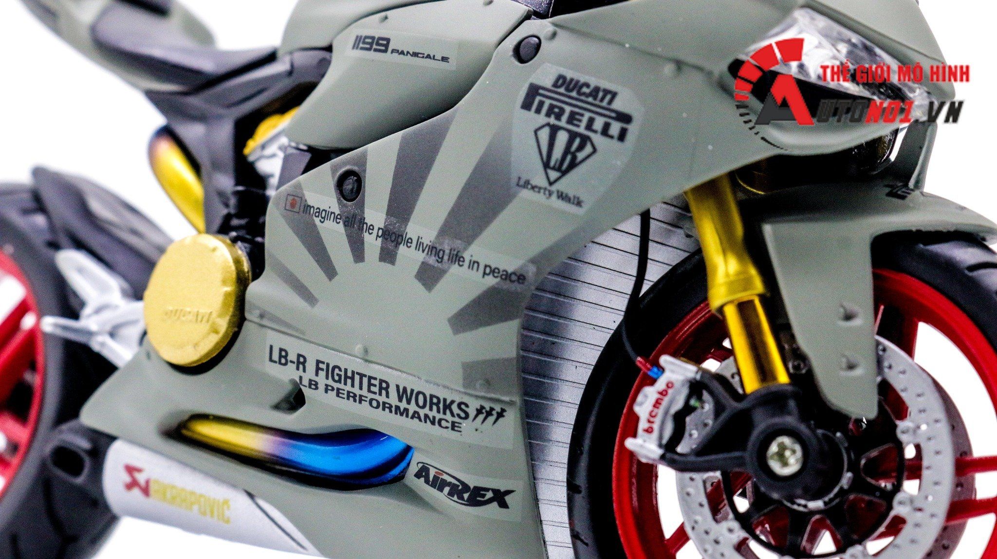  Mô hình xe độ Ducati 1199 Panigale S Liberty Walk Gray Custom 1:12 Autono1 D220a 