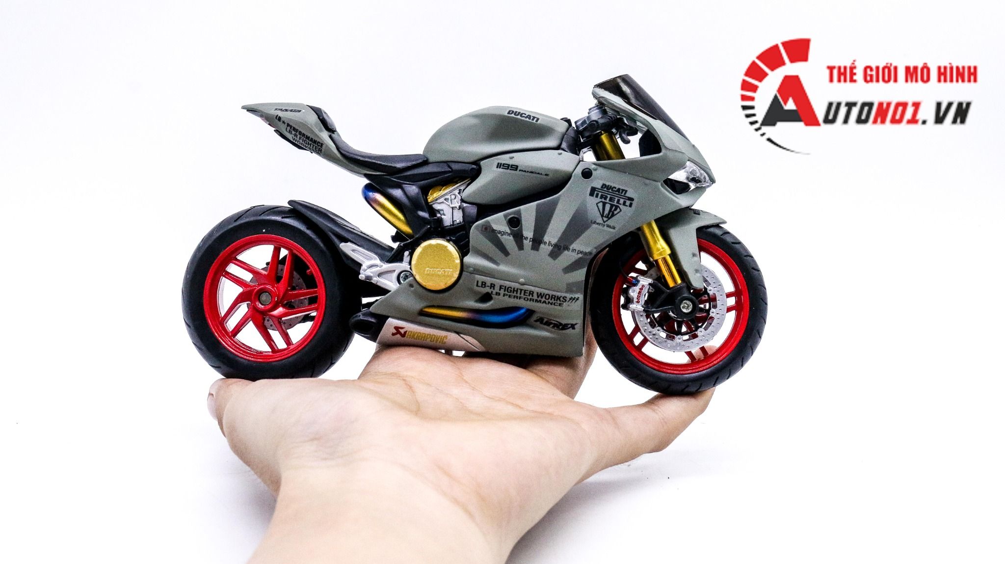  Mô hình xe độ Ducati 1199 Panigale S Liberty Walk Gray Custom 1:12 Autono1 D220a 