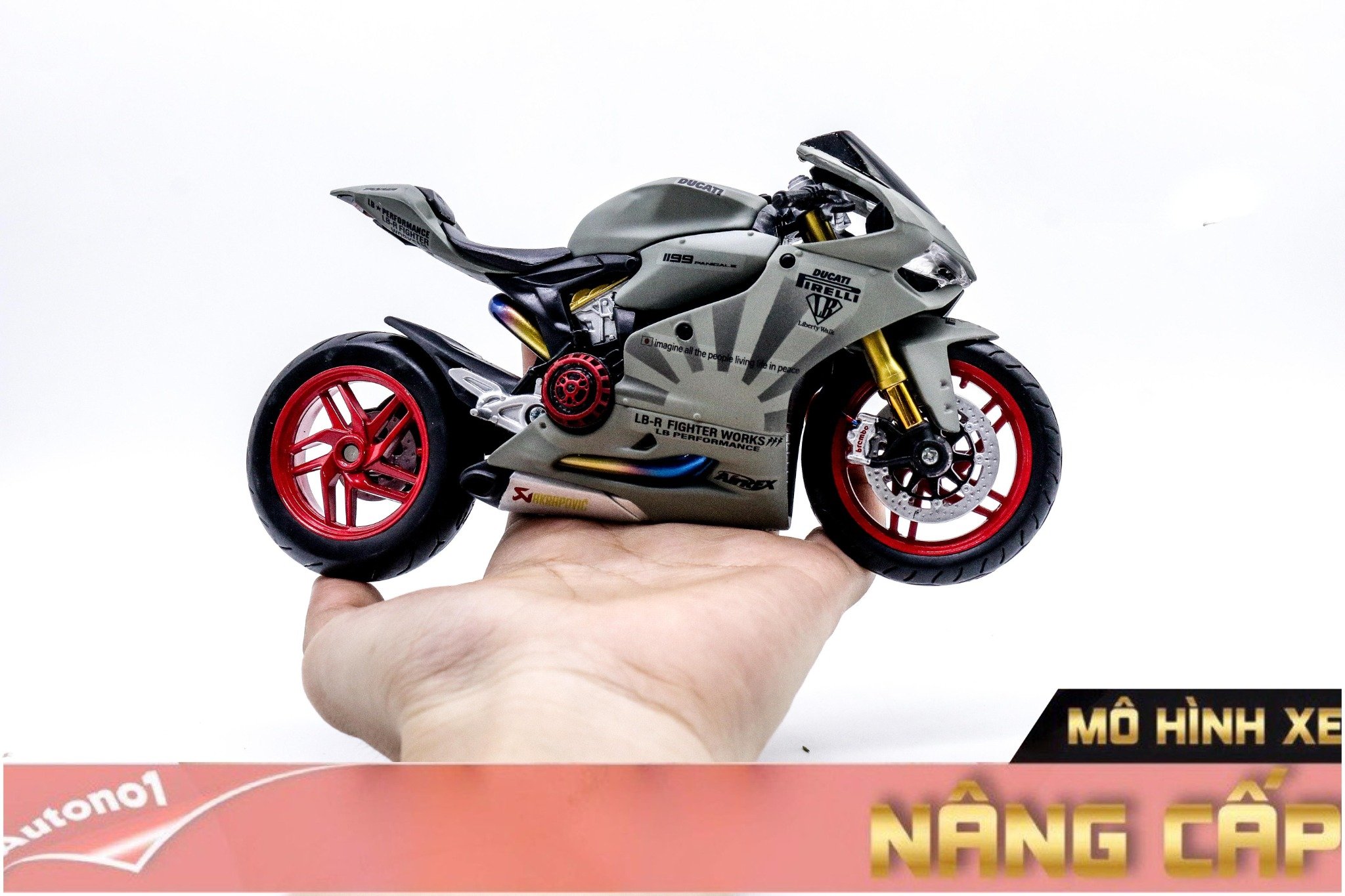  Mô hình xe độ Ducati 1199 Panigale S Liberty Walk Nồi Khô 1:12 Autono1 D221A 