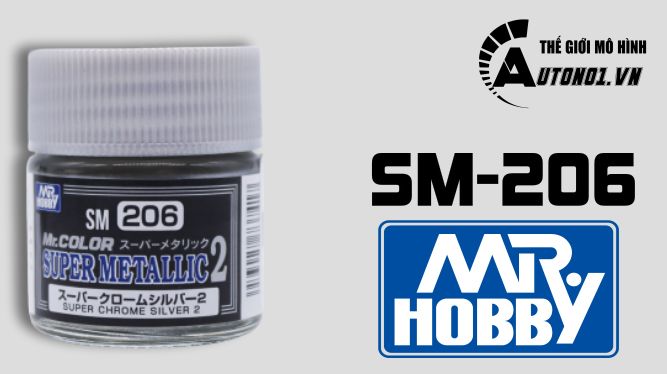  Lacquer sm206 chrome silver metal sơn mô hình màu bạc chrome 10ml Mr.Hobby SM206 