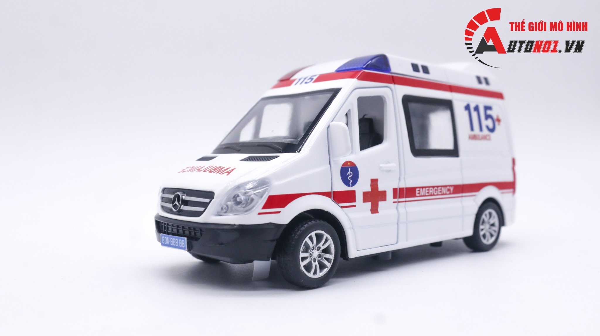  Mô hình xe độ cứu thương Mercedes Benz Sprinter chuyên dụng 115 tỉ lệ 1:32 Alloy Model Autono1 OT179 