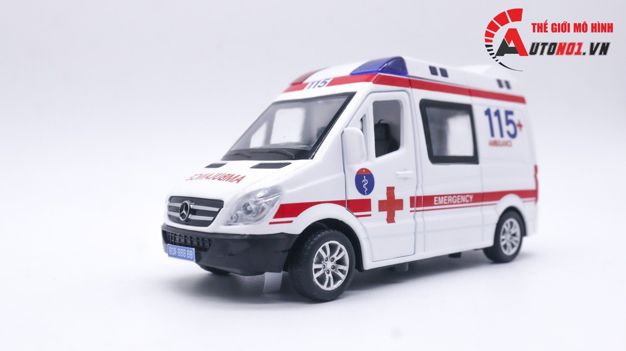  Mô hình xe độ cứu thương Mercedes Benz Sprinter chuyên dụng 115 tỉ lệ 1:32 Alloy Model Autono1 OT179 