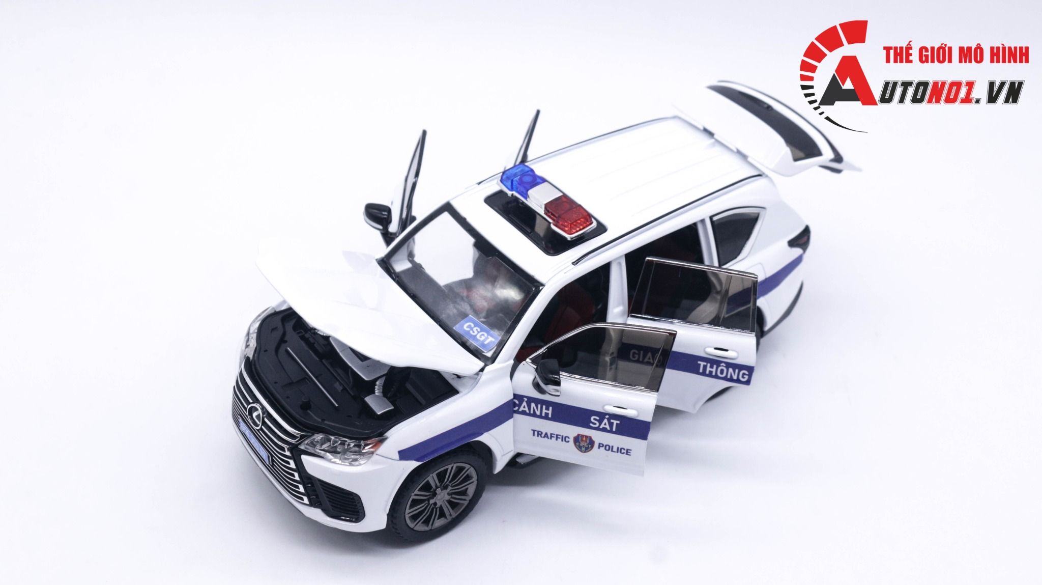  Mô hình xe ô tô độ CSGT Lexus LX600 full kính full open có đèn tỉ lệ 1:24 Chimei model Autono1 OT148 