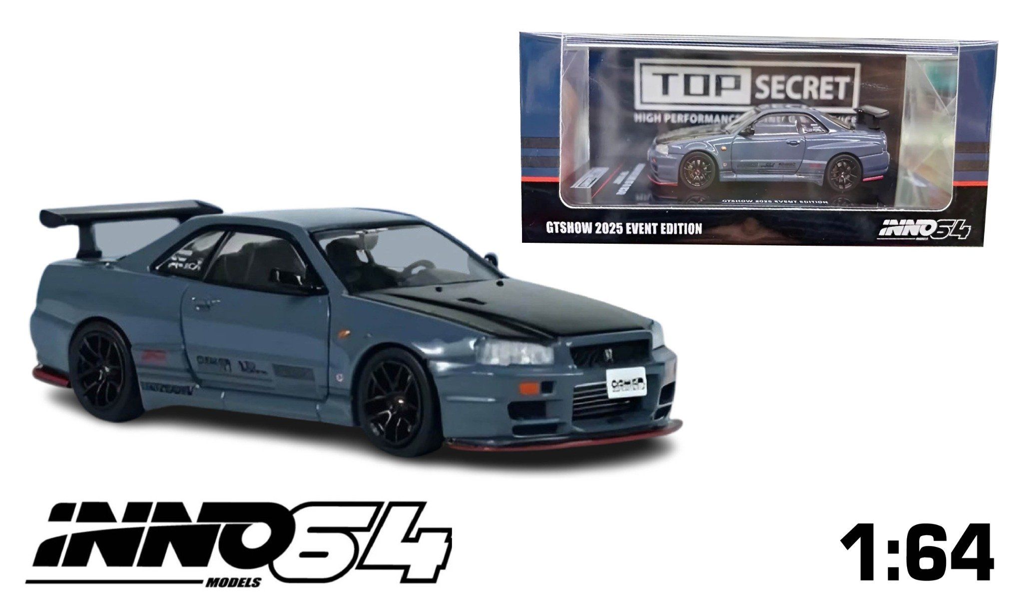  Mô hình xe Nissan BNR34 GT-R500 NAGATA 500 Spec Special Edition | 2025 CHINA GT SHOW tỉ lệ 1:64 Inno64 IN64-R34TS-GTSHOW25 
