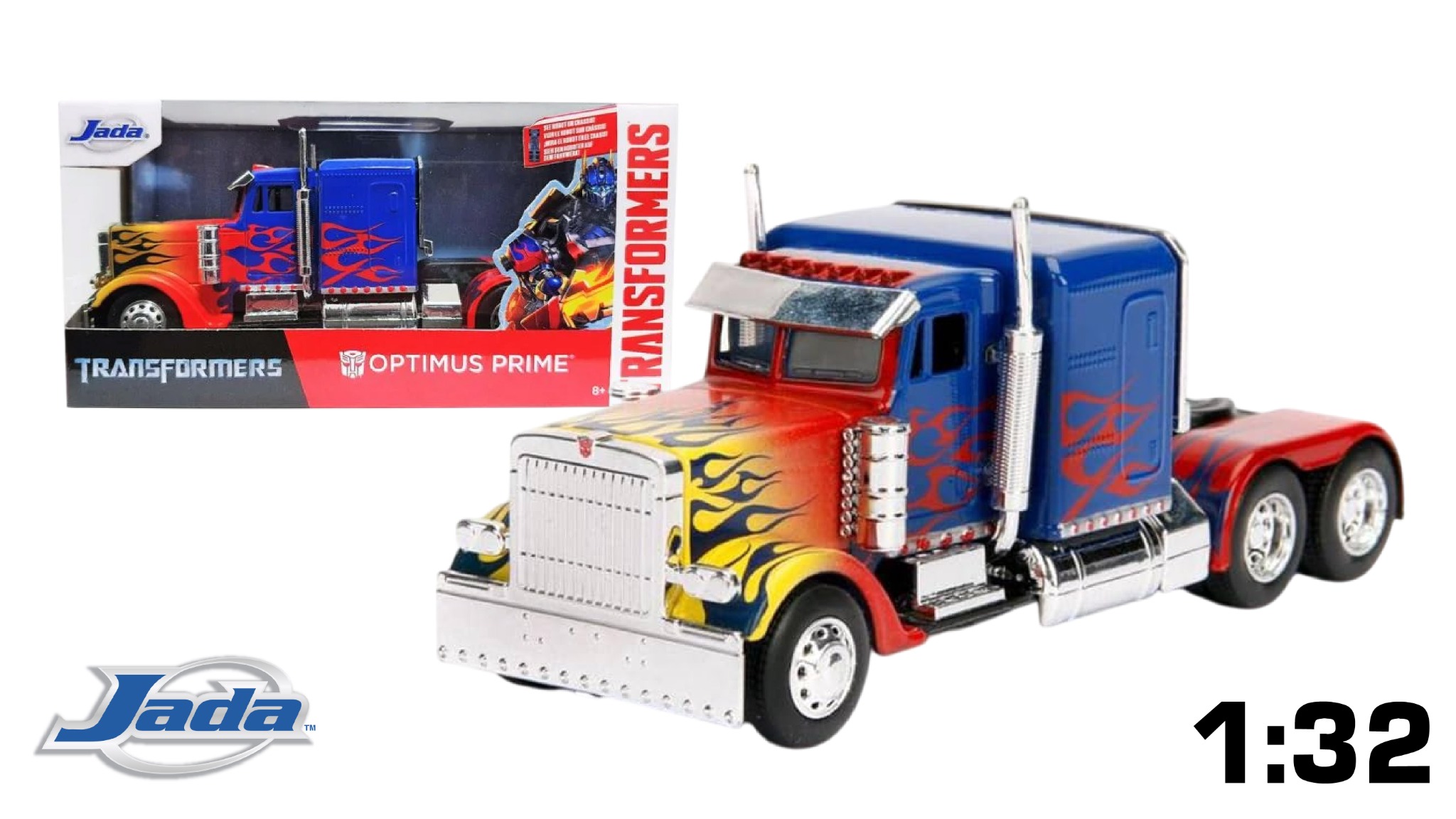  Mô hình xe Peterbilt 379 Optimus Prime T1 Hollywood Rides tỉ lệ 1:32 JADA TOYS 24078B 