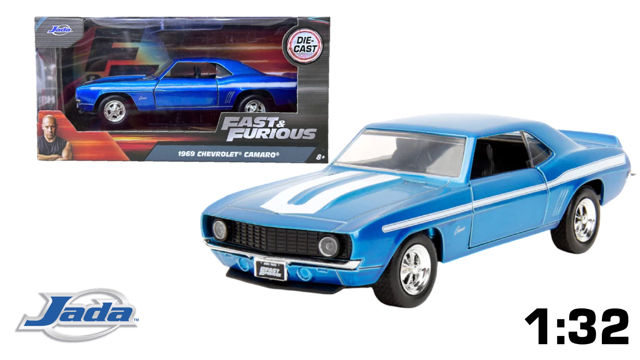  Mô hình xe Chevrolet Camaro 1969 Blue Fast & Furious tỉ lệ 1:32 Jada 24075 