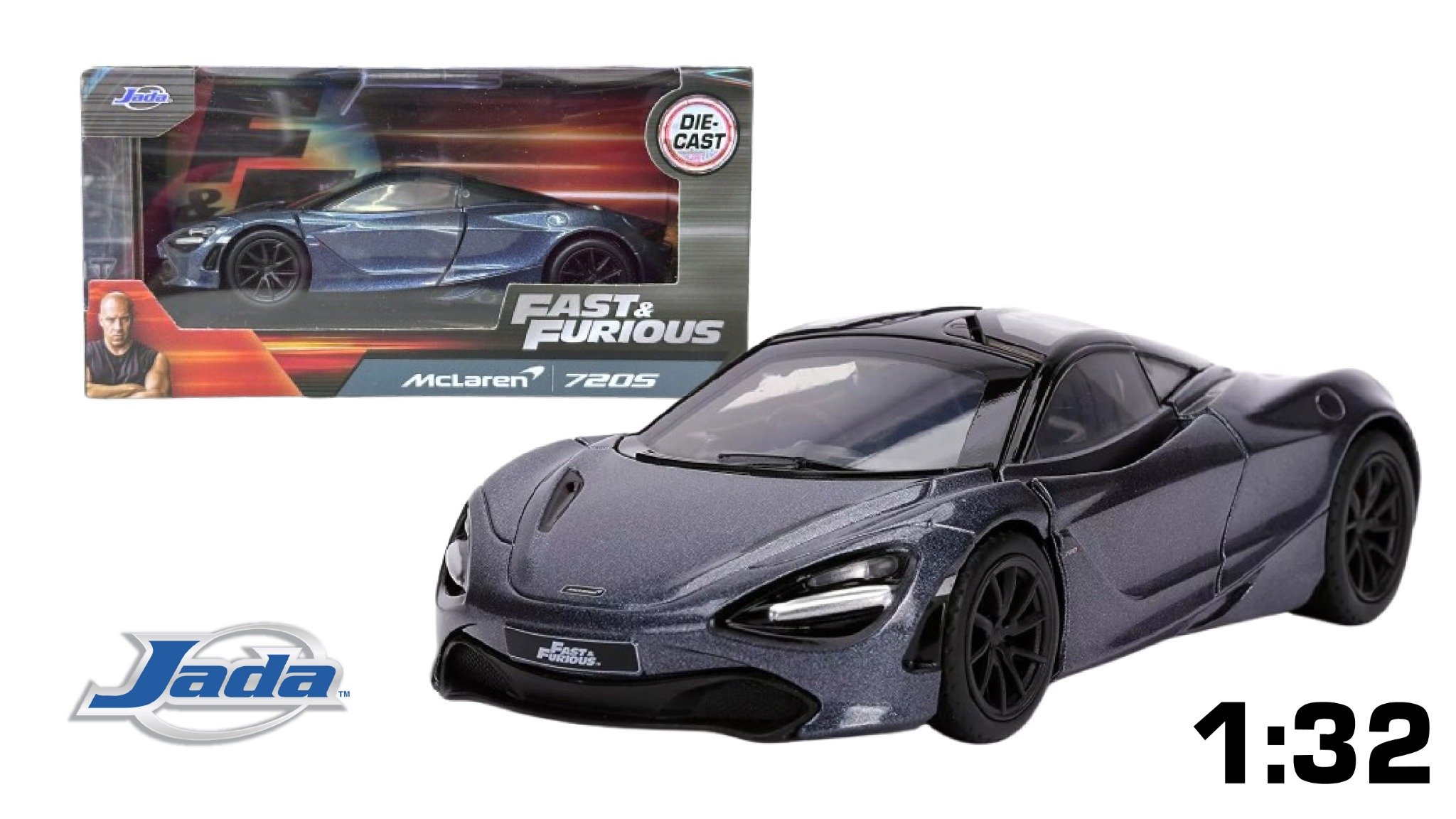  Mô hình xe McLaren 720S grey Fast & Furious tỉ lệ 1:32 Jada 24075 