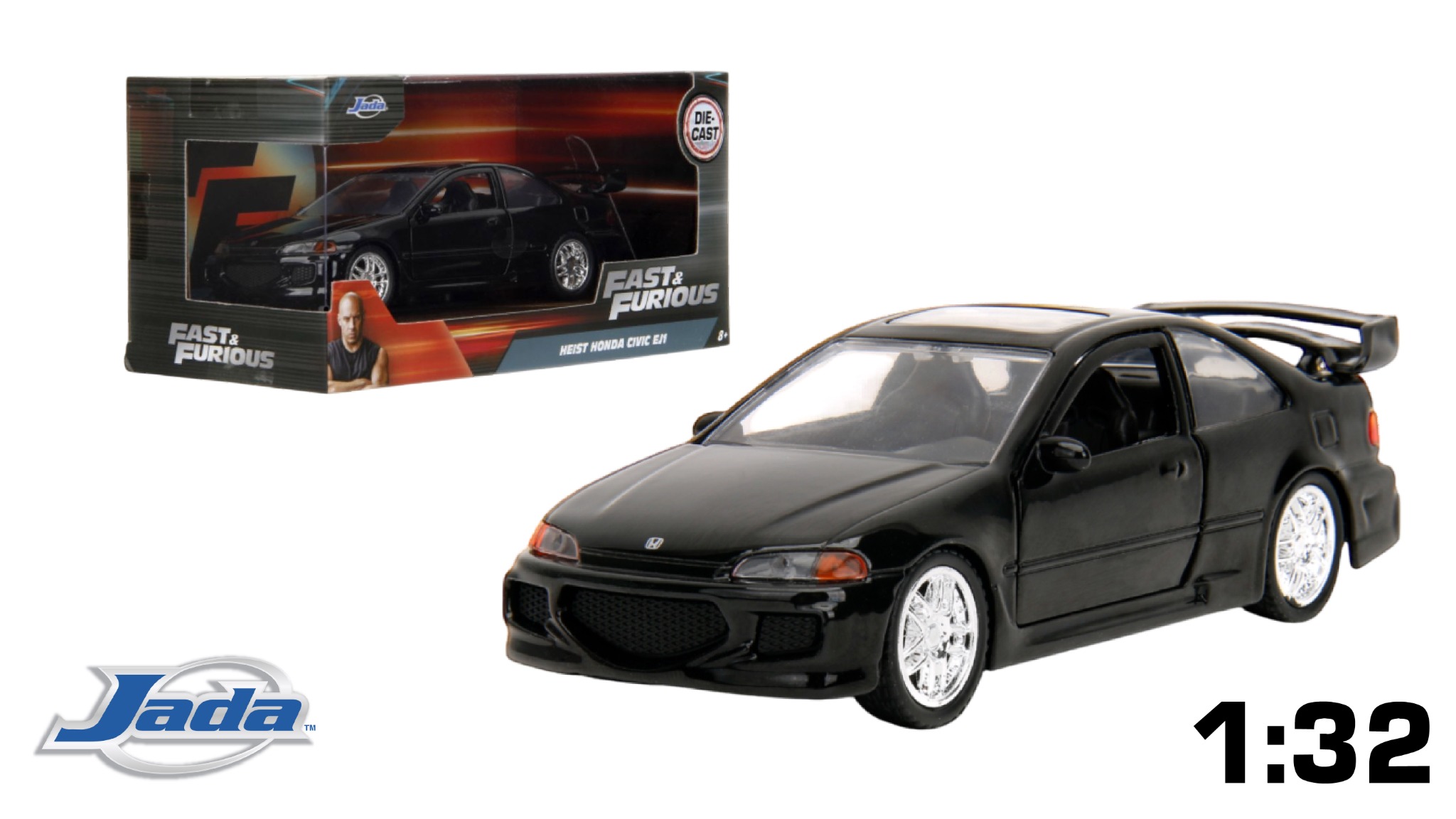  Mô hình xe Honda Civic EJ1 1993 Fast & Furious tỉ lệ 1:32 Jada 24075 