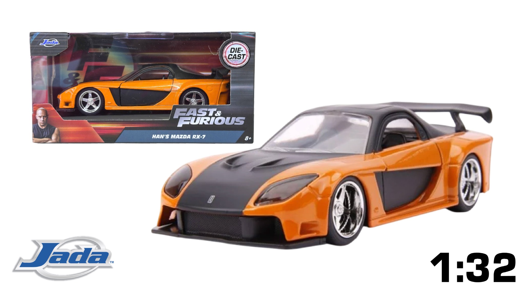  Mô hình xe Mazda RX7 Veilside Han's Fast & Furious tỉ lệ 1:32 Jada 24075 
