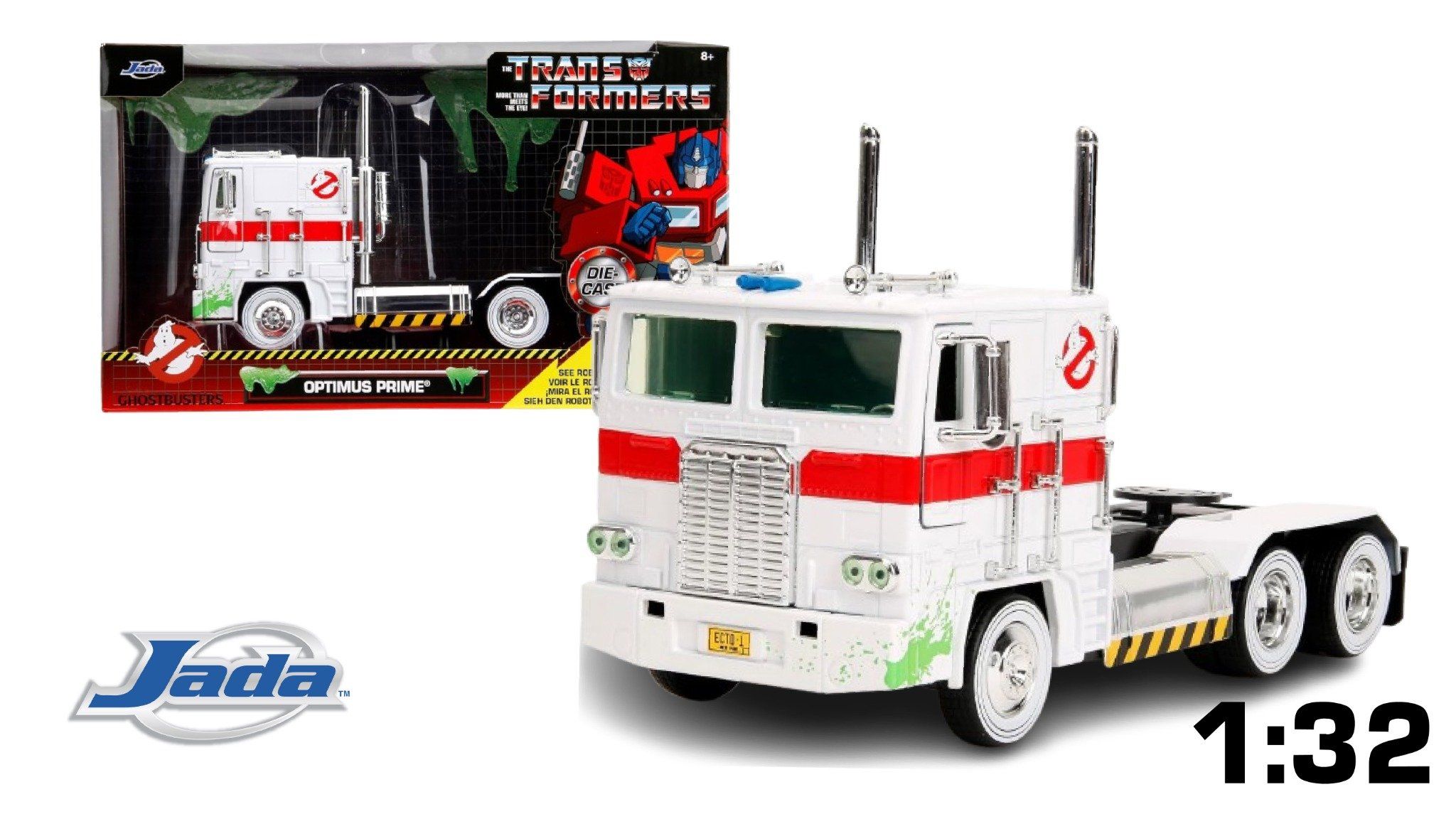  Mô hình xe Optimus Prime with Ghostbusters ECTO Hollywood Rides tỉ lệ 1:32 JADA TOYS 24078A 