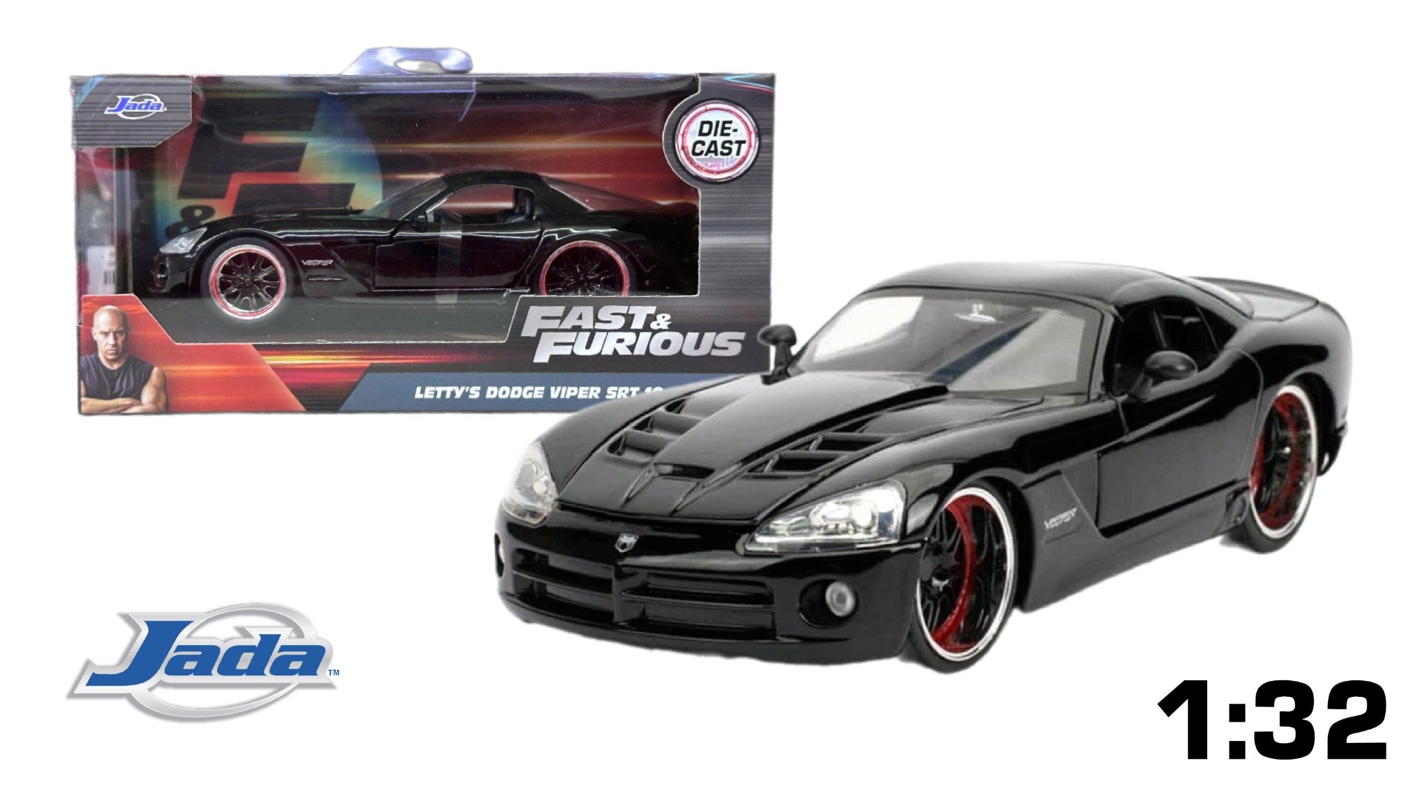  Mô hình xe Letty's Dodge Viper SRT-10 Fast & Furious 1995 tỉ lệ 1:32 Jada 24075 