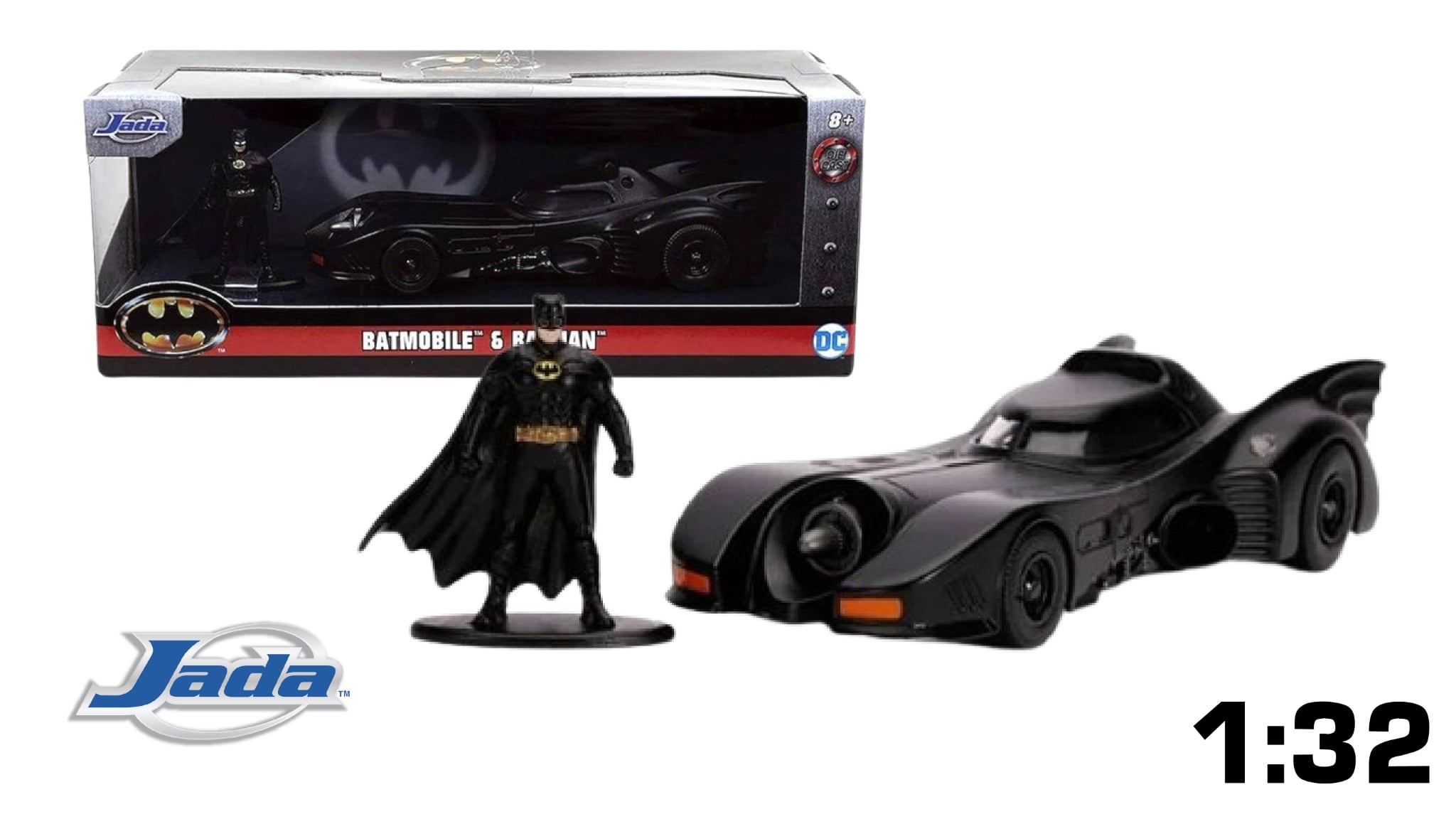  Mô hình xe Batman 1989 Batmobile & Batman Figure DC Comics tỉ lệ 1:32 Jada Toys 31704 