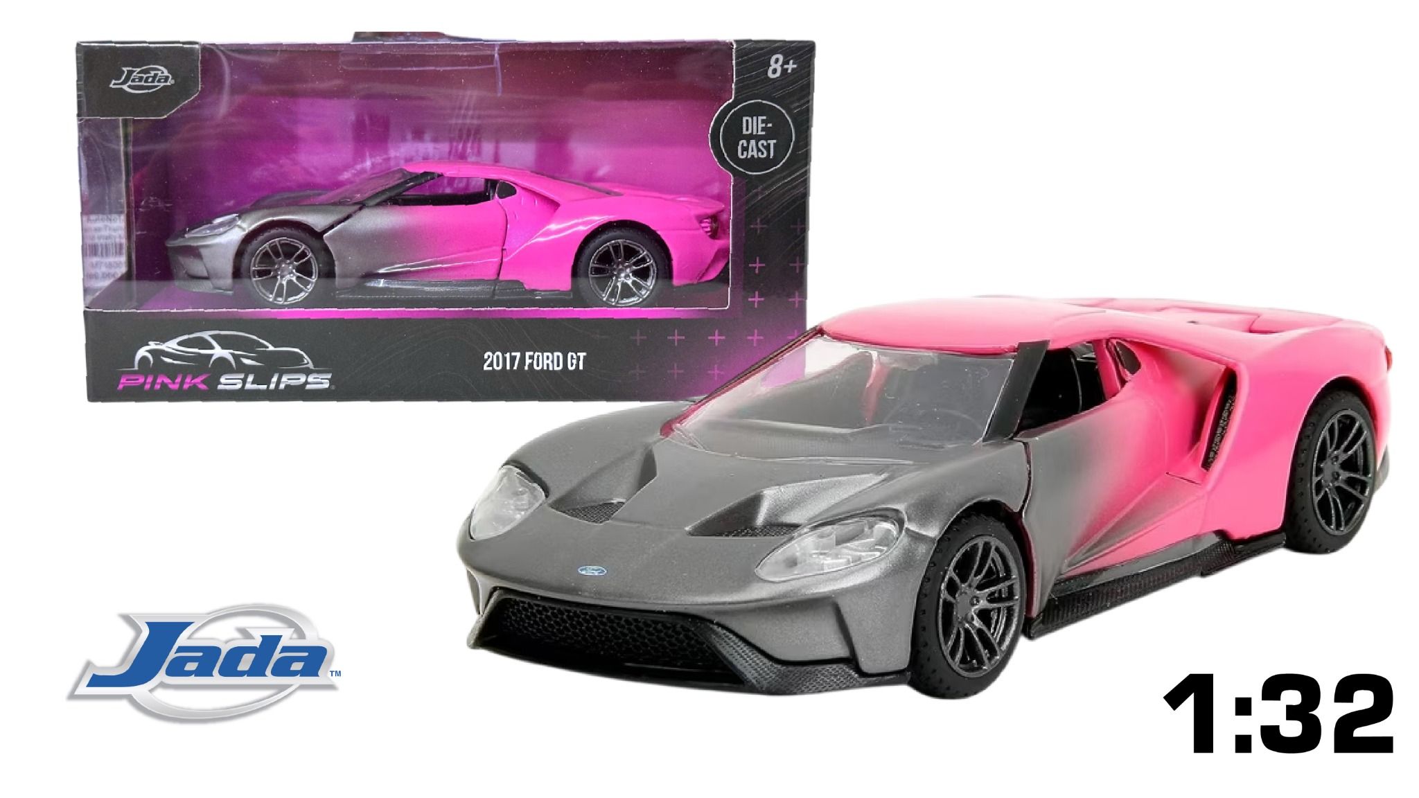  Mô hình xe Ford GT 2017 Gris/Rosa Pink Slips tỉ lệ 1:32 Jada 24106 