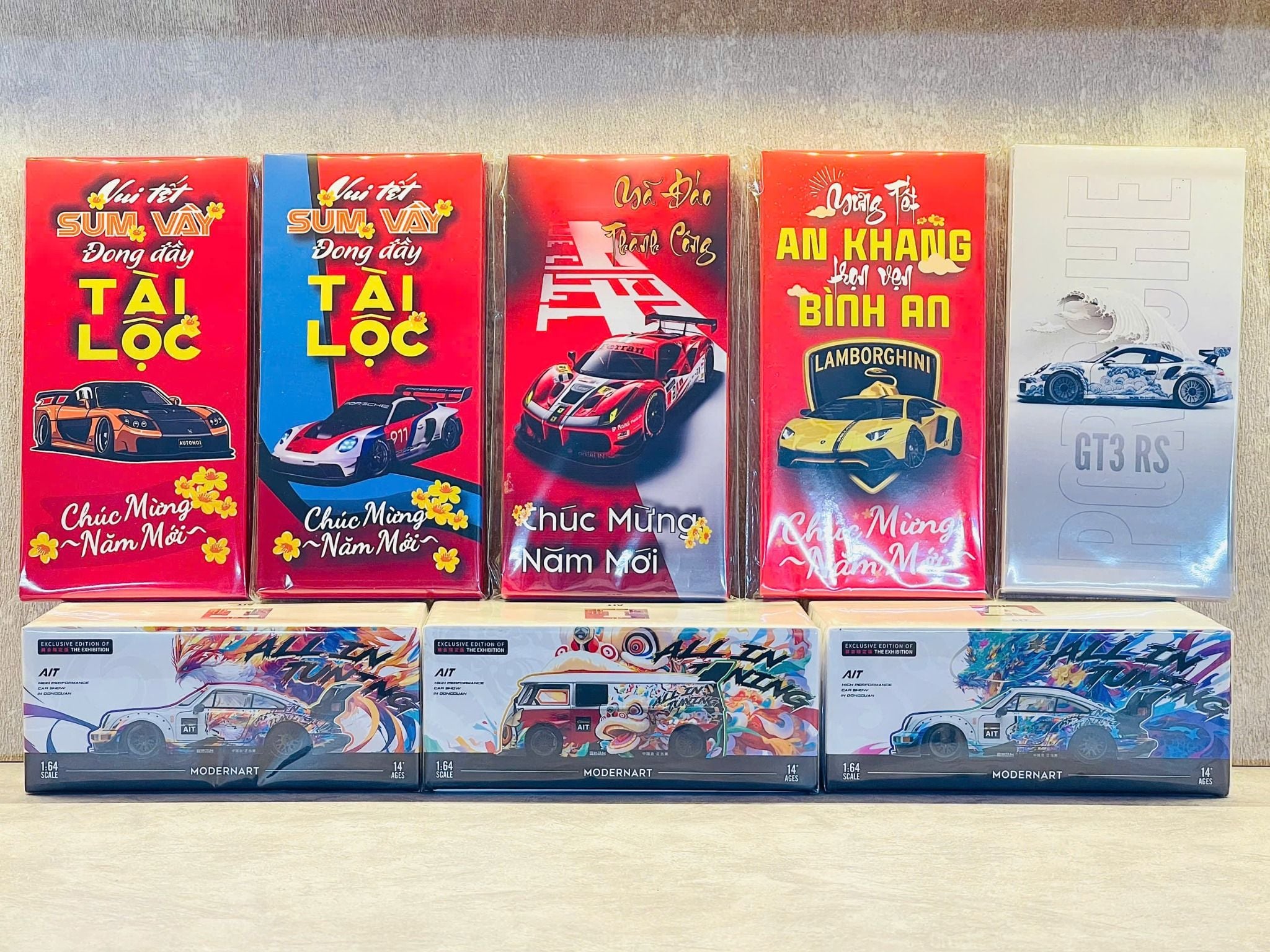  Bao lì xì hình xe kiểu bao dọc chúc mừng năm mới 2025 kích thước 8x16cm Autono1 LX008 