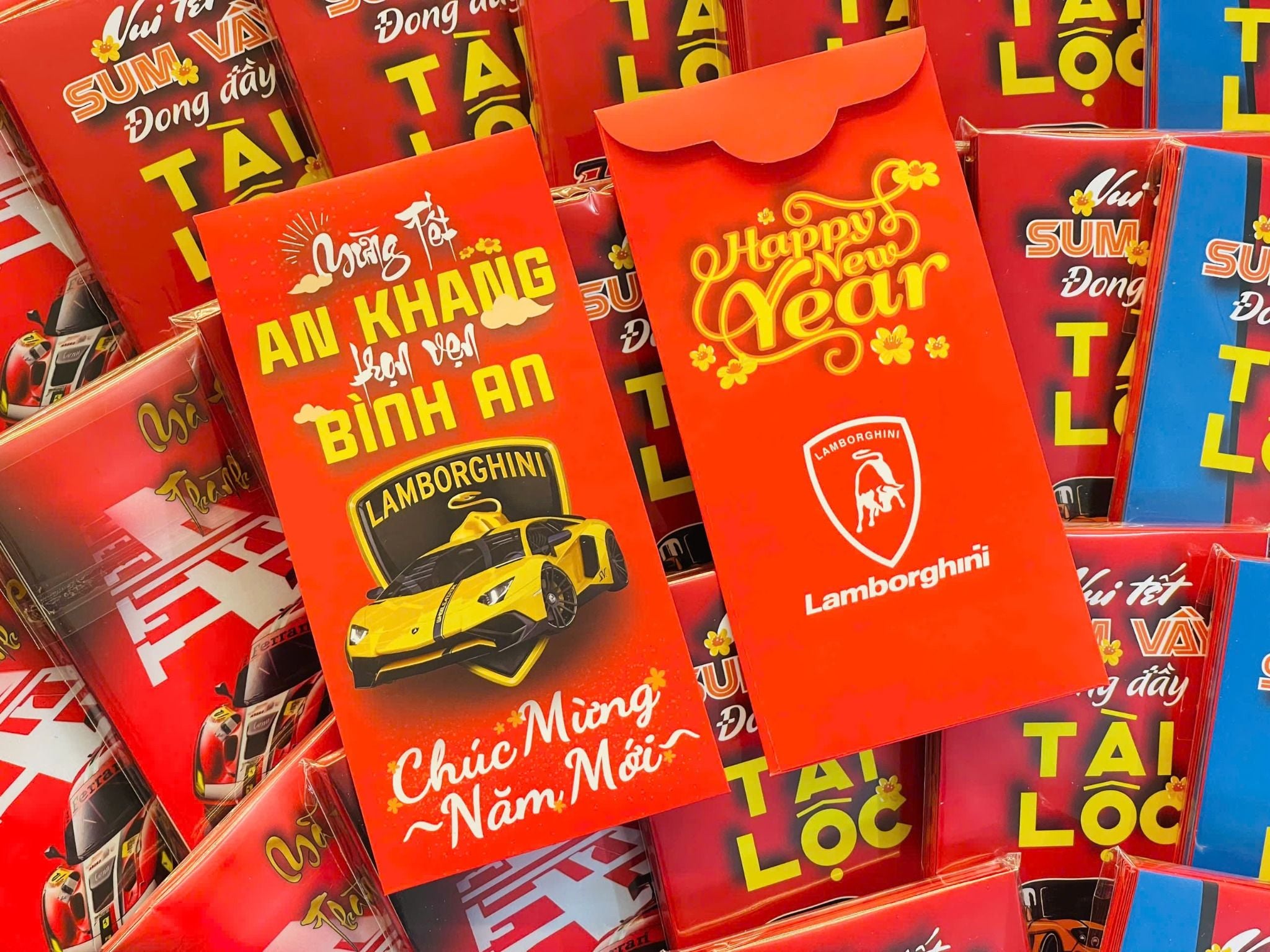  Bao lì xì hình xe kiểu bao dọc chúc mừng năm mới 2025 kích thước 8x16cm Autono1 LX008 