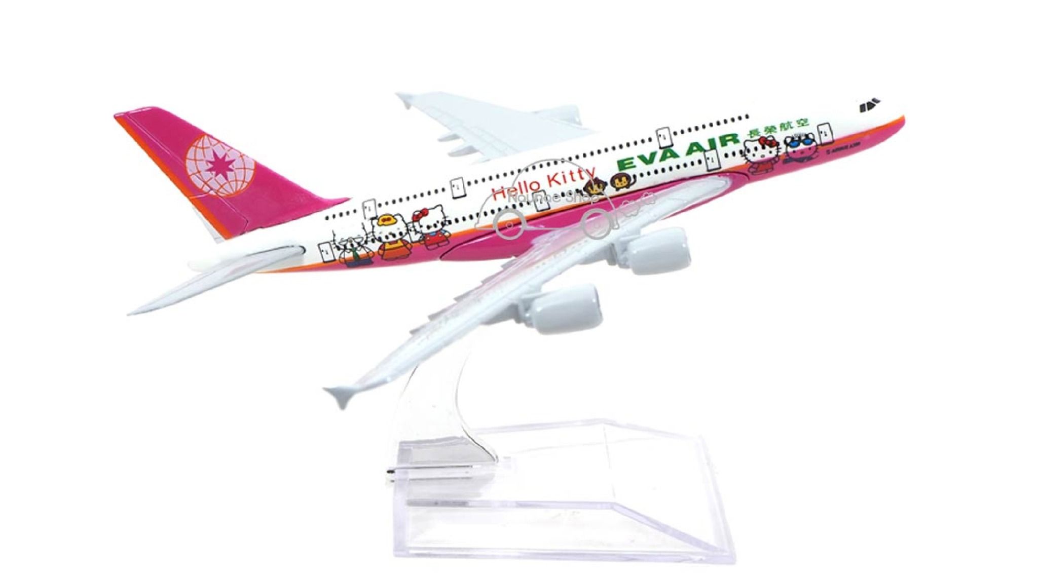  Mô hình máy bay Eva Air Hello Kitty Pink Airbus A380 16cm MB16109 