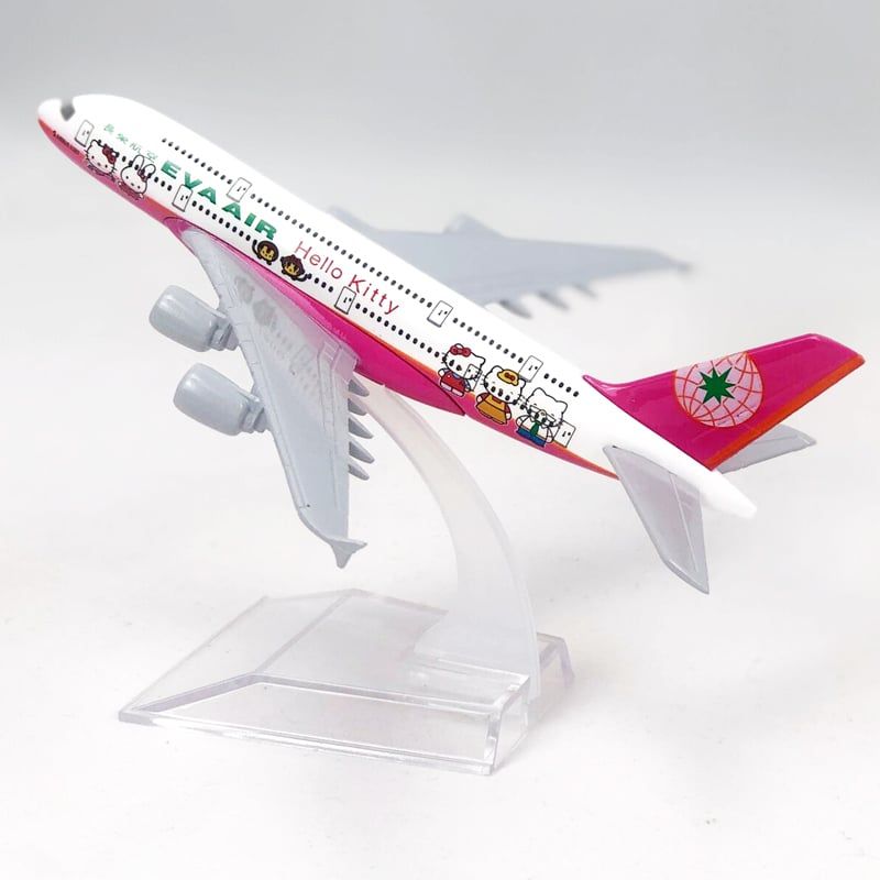 Mô hình máy bay Eva Air Hello Kitty Pink Airbus A380 16cm MB16109