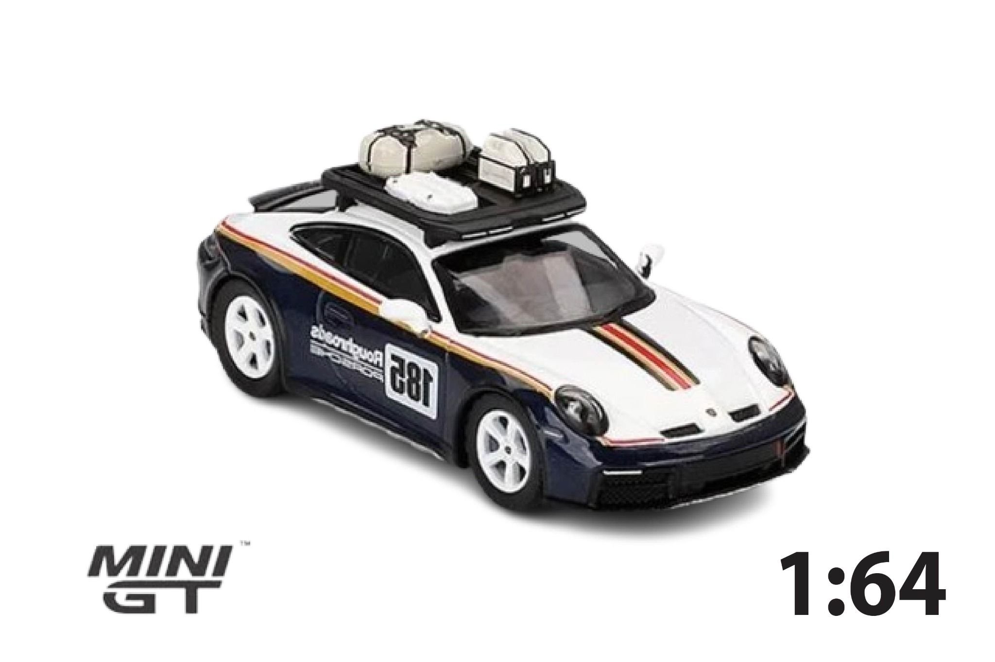  Mô hình xe Porsche 911 Dakar Rallye Design Package White/Gentian Blue Metallic tỉ lệ 1:64 MiniGT MGT00805-CH 