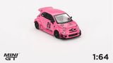  Mô hình xe ABARTH 595 LB-WORKS x Abas Works Pink tỉ lệ 1:64 MiniGT MGT00851-CH 