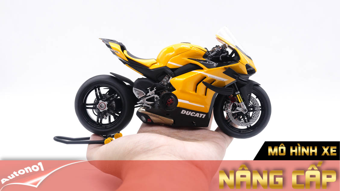  Mô hình xe cao cấp Ducati Superleggera V4 độ nồi khô yellow tỉ lệ 1:12 Tamiya D234C 