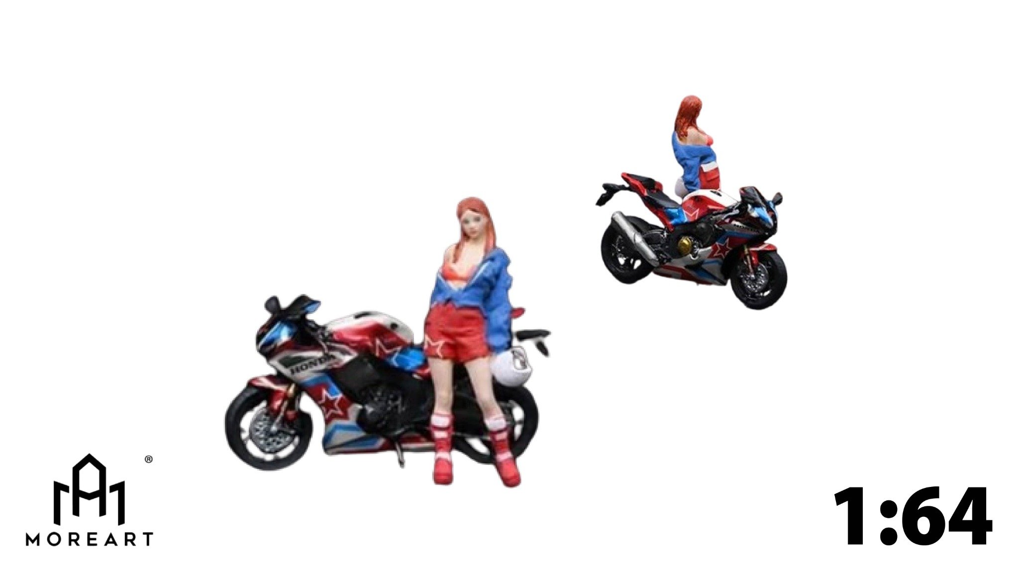  Mô hình set 1 nhân vật và mô tô Honda CBR1000RR-R star tỉ lệ 1:64 MoreArt MO222057 