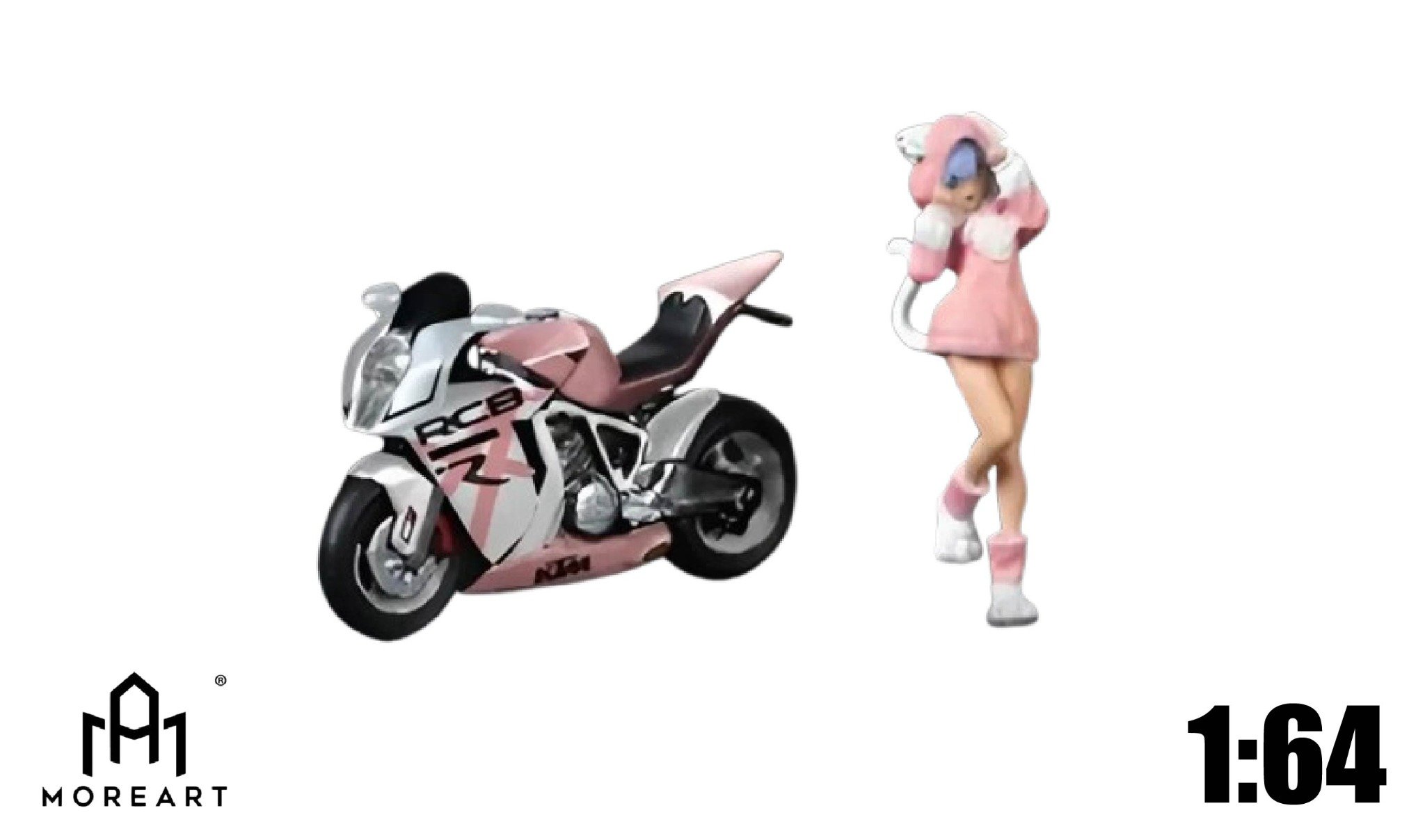  Mô hình nhân vật và mô tô KTM1190 Pink girl tỉ lệ 1:64 More Art MO222099 