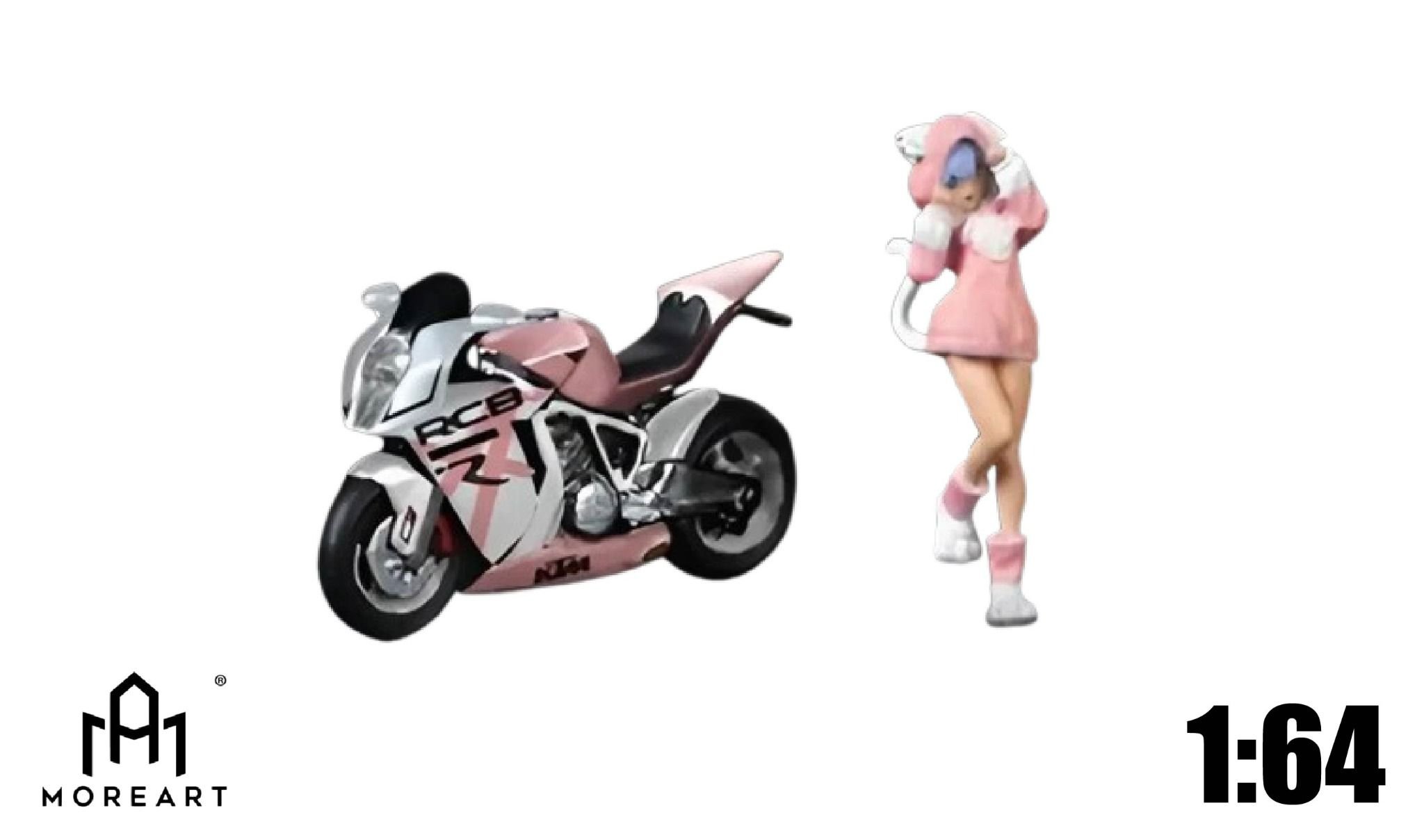  Mô hình nhân vật và mô tô KTM1190 Pink girl tỉ lệ 1:64 More Art MO222099 