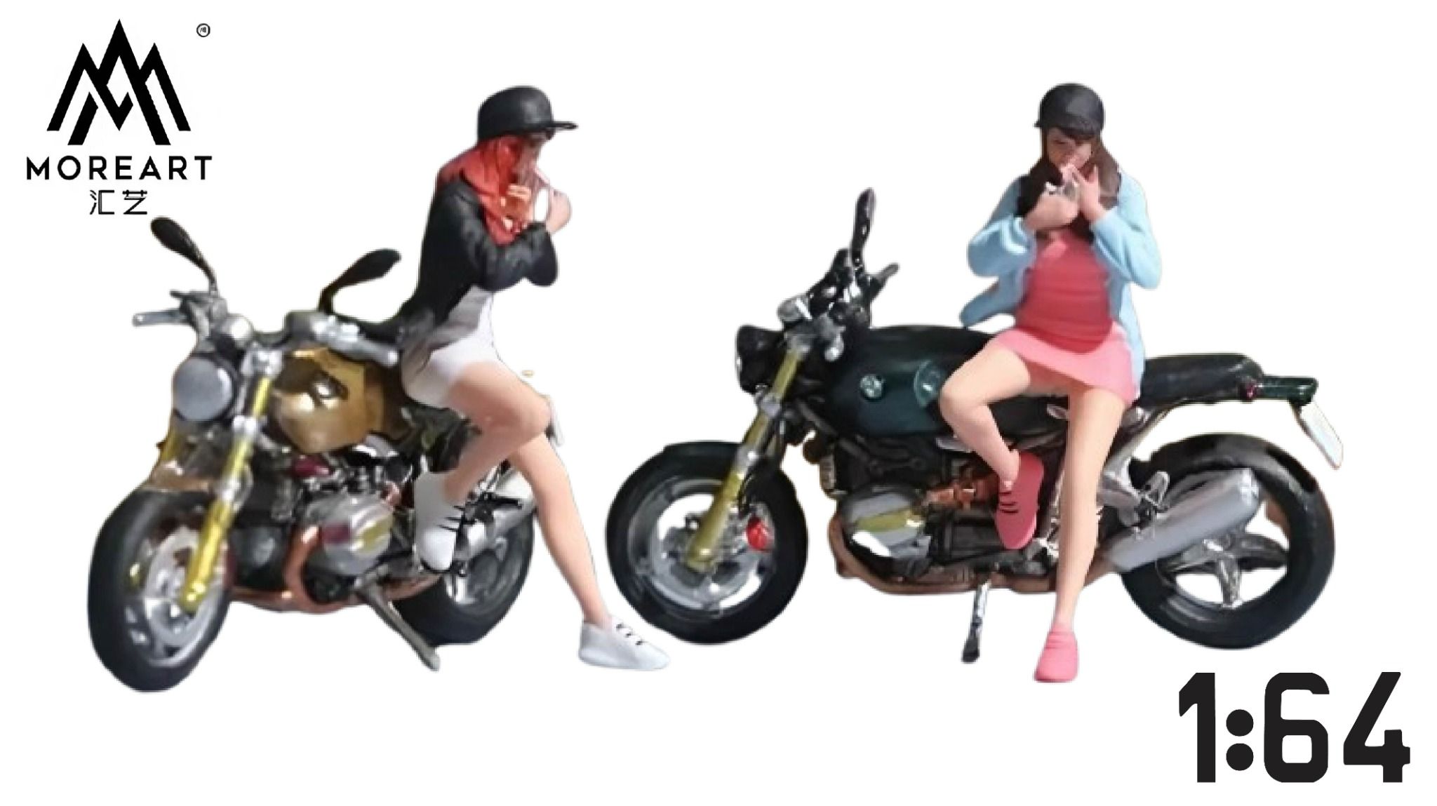  Mô hình nhân vật figure kèm xe BMW R nineT Coffee Ink Green tỉ lệ 1:64 MoreArt MO222153 