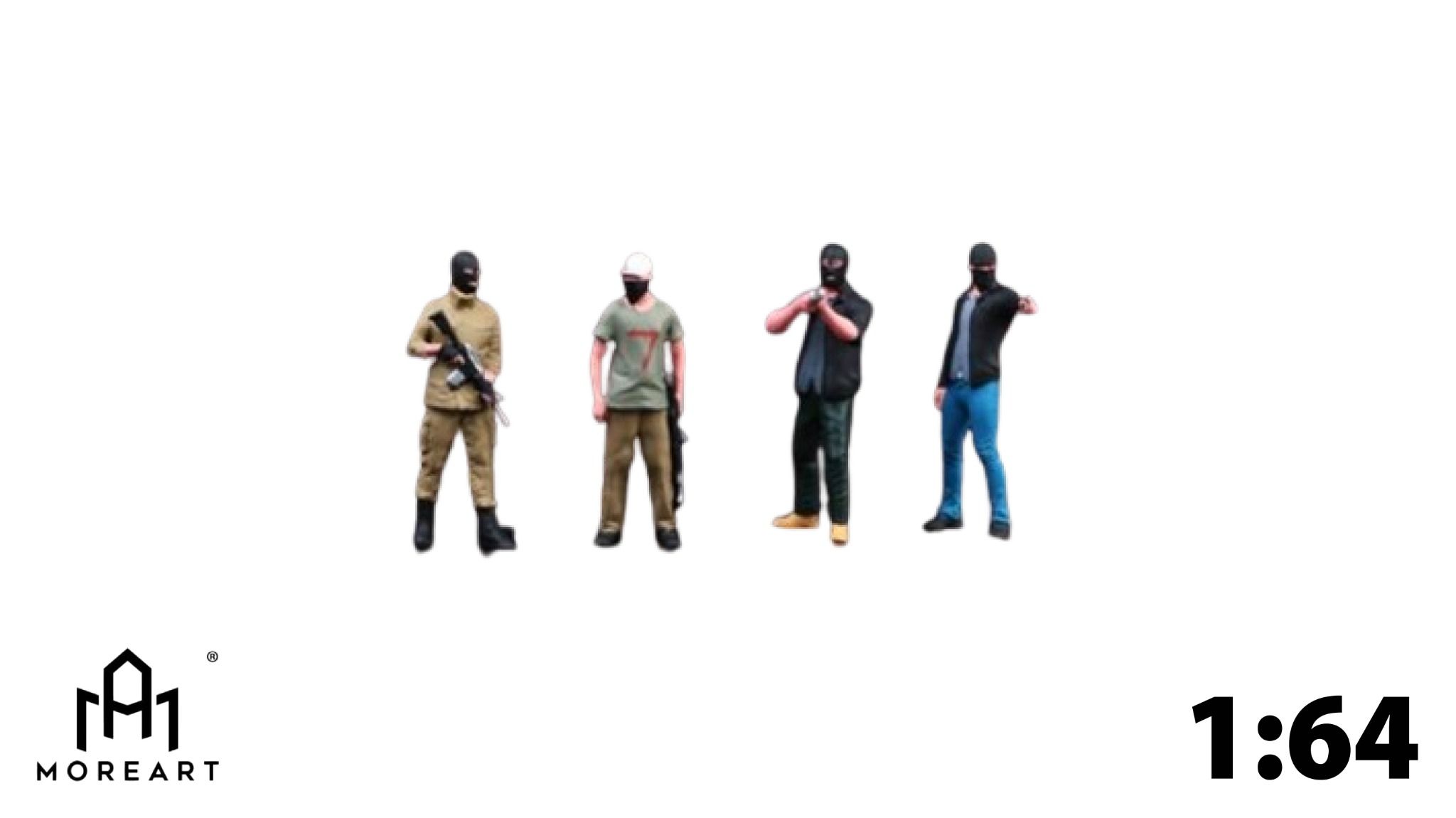  Mô hình set 4 nhân vật cướp có vũ khí 2 tỉ lệ 1:64 MoreArt MO223025 