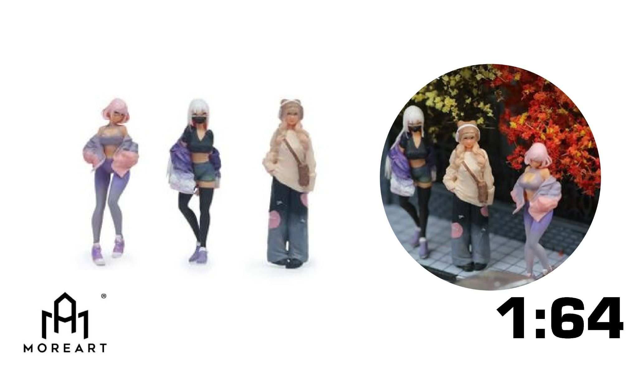  Mô hình set nhân vật 3 cô gái ngọt ngào mát mẻ tỉ lệ 1:64 MoreArt MO223039 