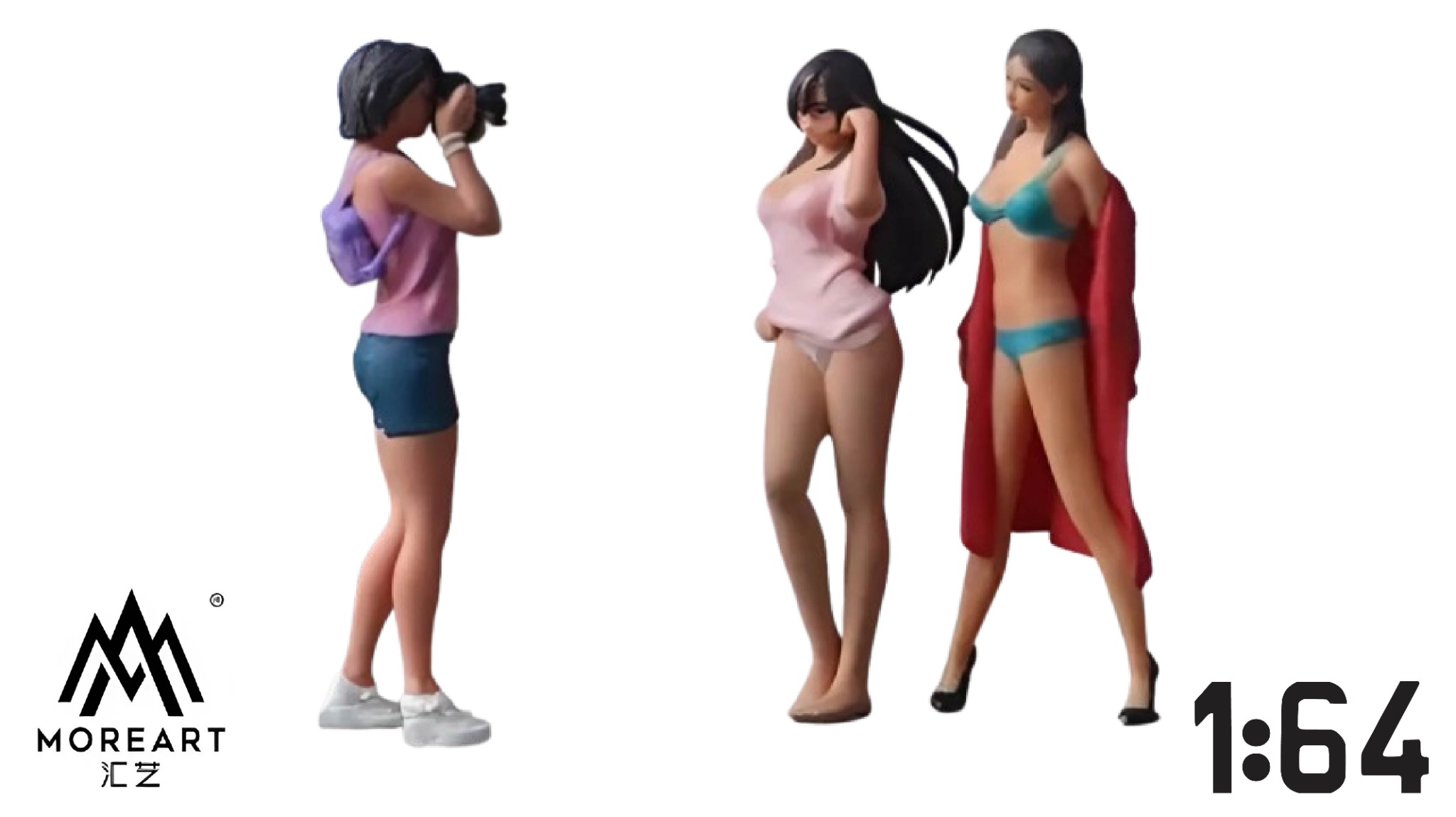  Mô hình nhân vật set figure 3 người Photography Model Doll tỉ lệ 1:64 More Art MO223052 