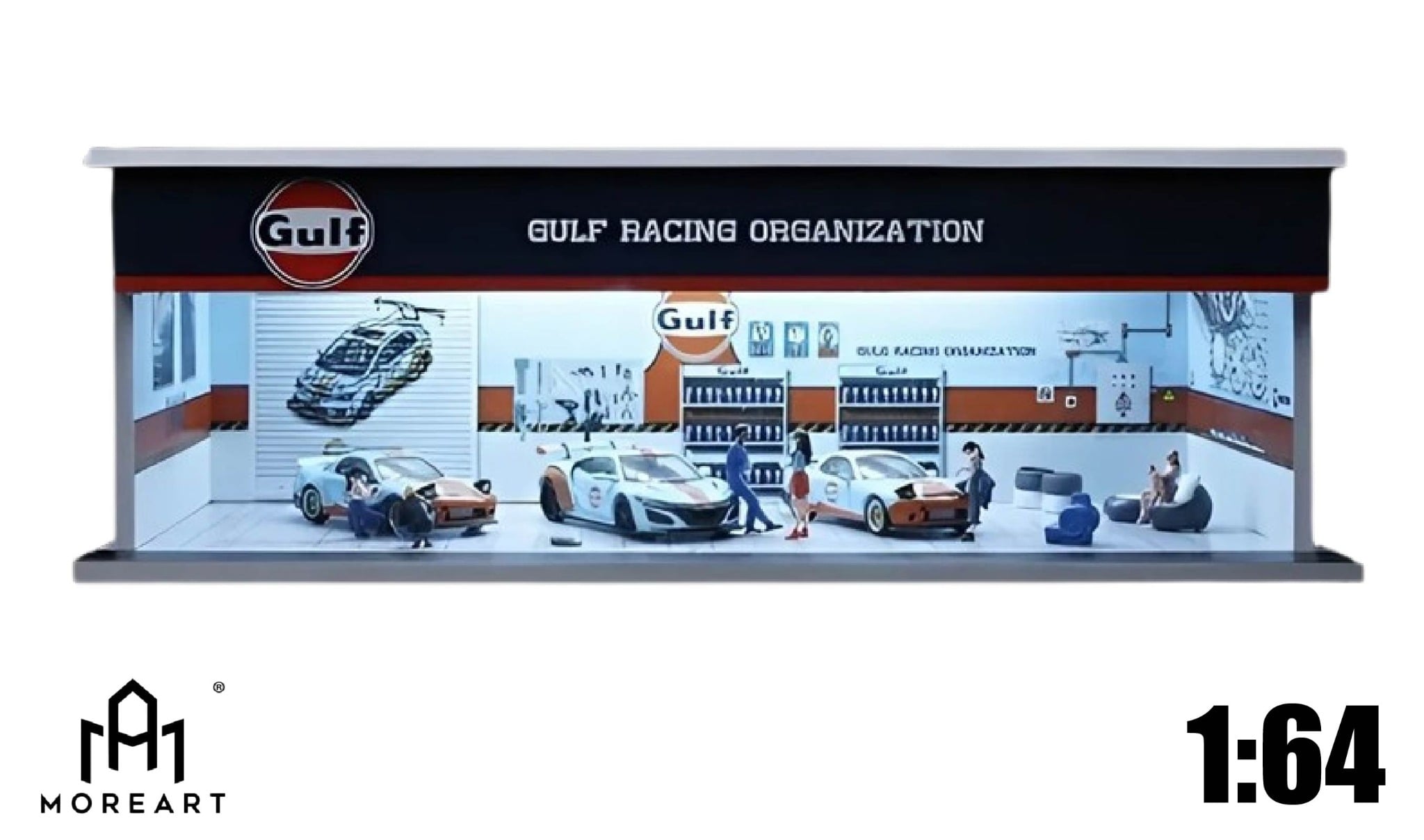  Hộp trưng bày mica mô phỏng Workshop GULF kích thước 30x13.3x10cm tỉ lệ 1:64 MoreArt MO914106 