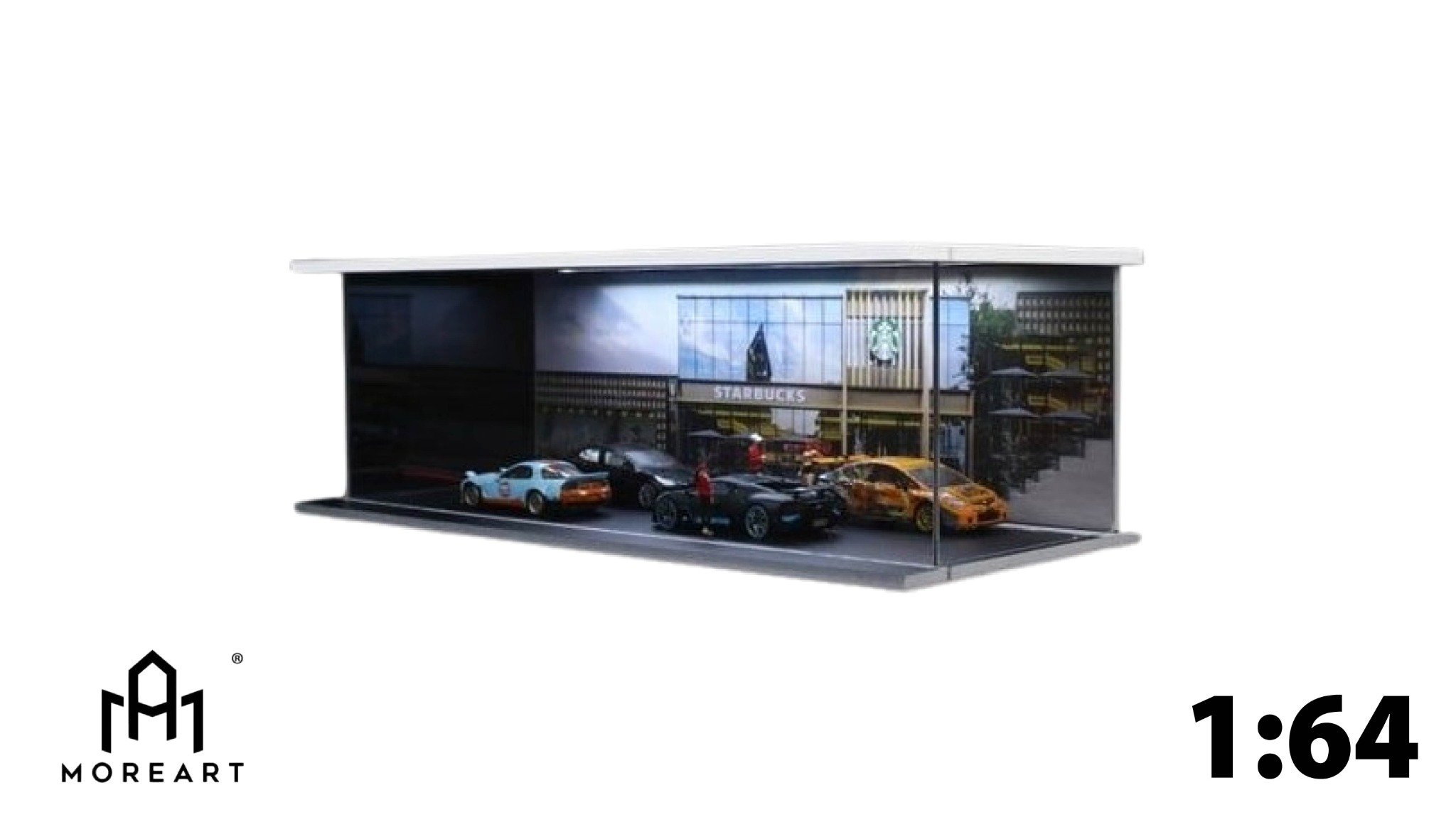  Hộp trưng bày mica mô phỏng cửa hàng Starbucks kích thước 30x13.3x10cm tỉ lệ 1:64 MoreArt MO914201 