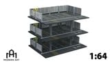  Hộp trưng bày mô phỏng bãi đỗ xe 3 tầng có hàng rào chứa 15 xe kích thước 30x20x18cm tỉ lệ 1:64 MoreArt MO921001 