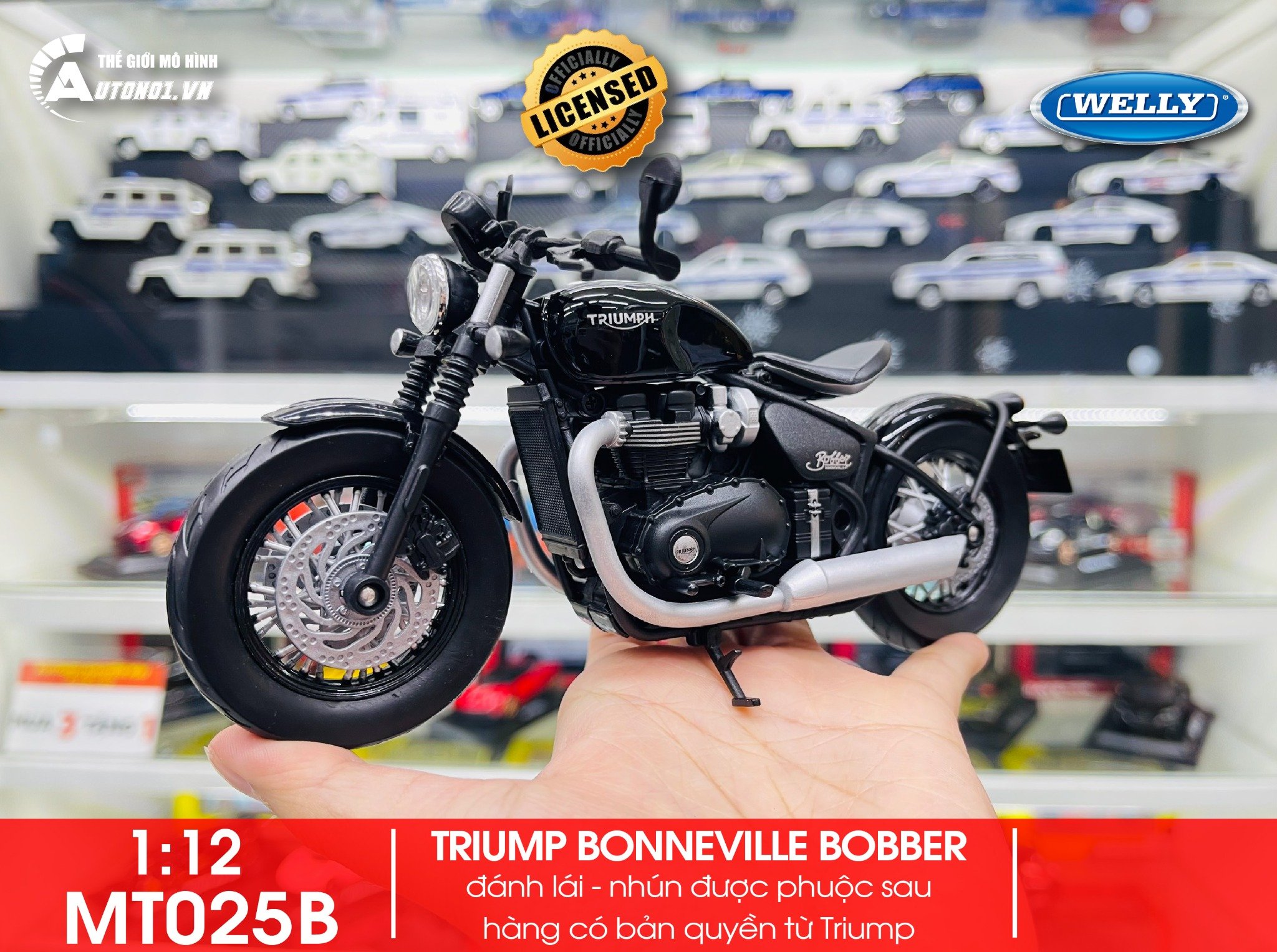  Mô hình xe Triumph Bonneville Bobber 1:12 Welly MT025 