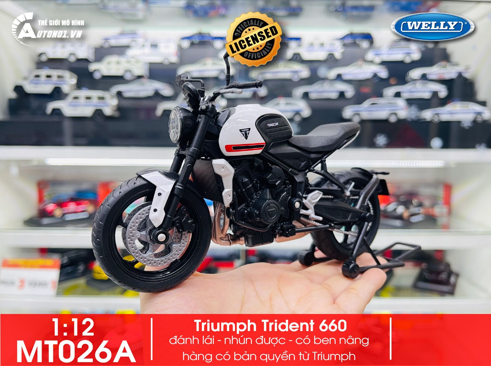  Mô hình xe Triumph Trident 660 1:12 Welly MT026 