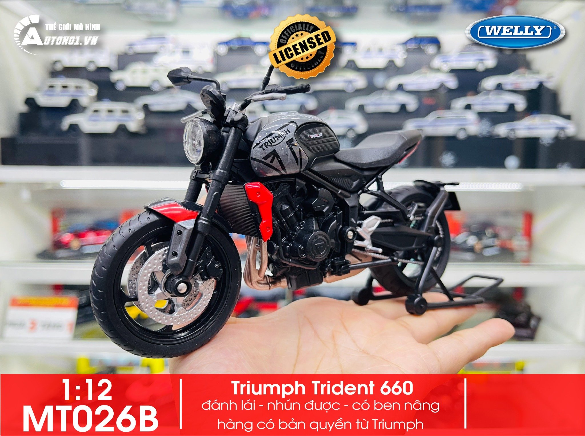  Mô hình xe Triumph Trident 660 1:12 Welly MT026 