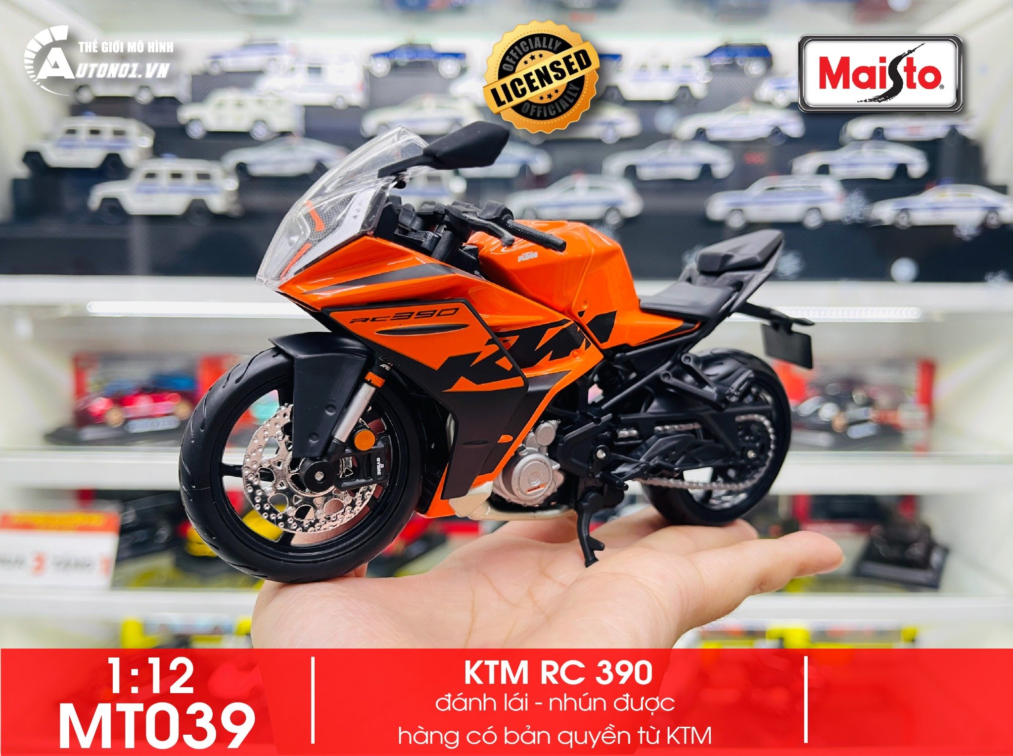  Mô hình xe KTM RC 390 không đế 1:12 Maisto MT039 