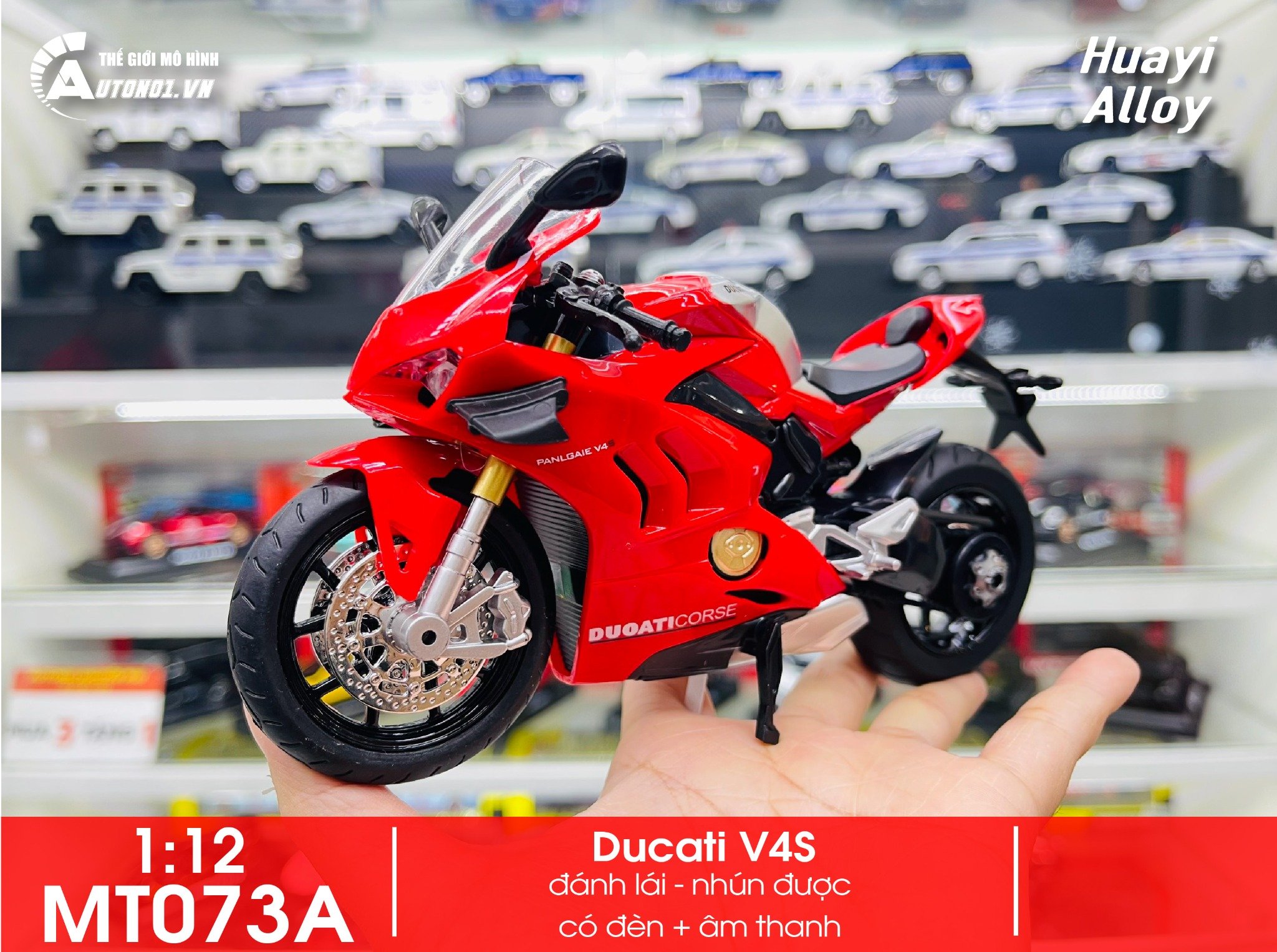  Mô hình xe Ducati V4S 1:12 Huayi Alloy MT073 