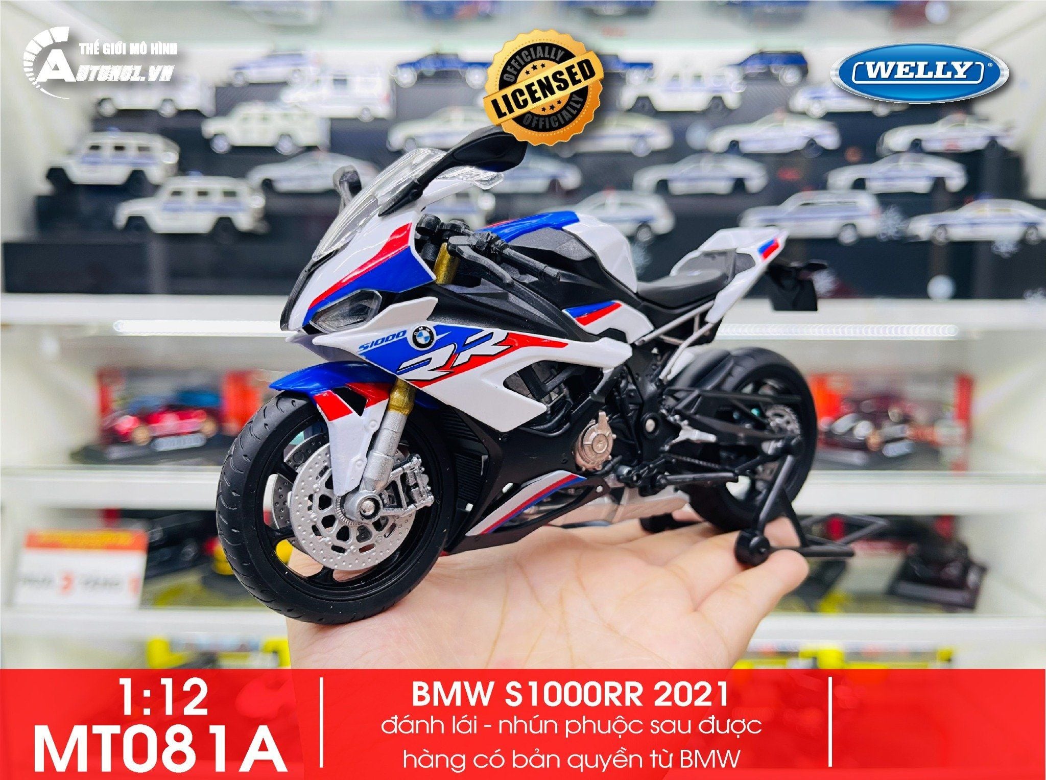  Mô hình xe Bmw s1000rr 2021 1:12 Welly MT081 