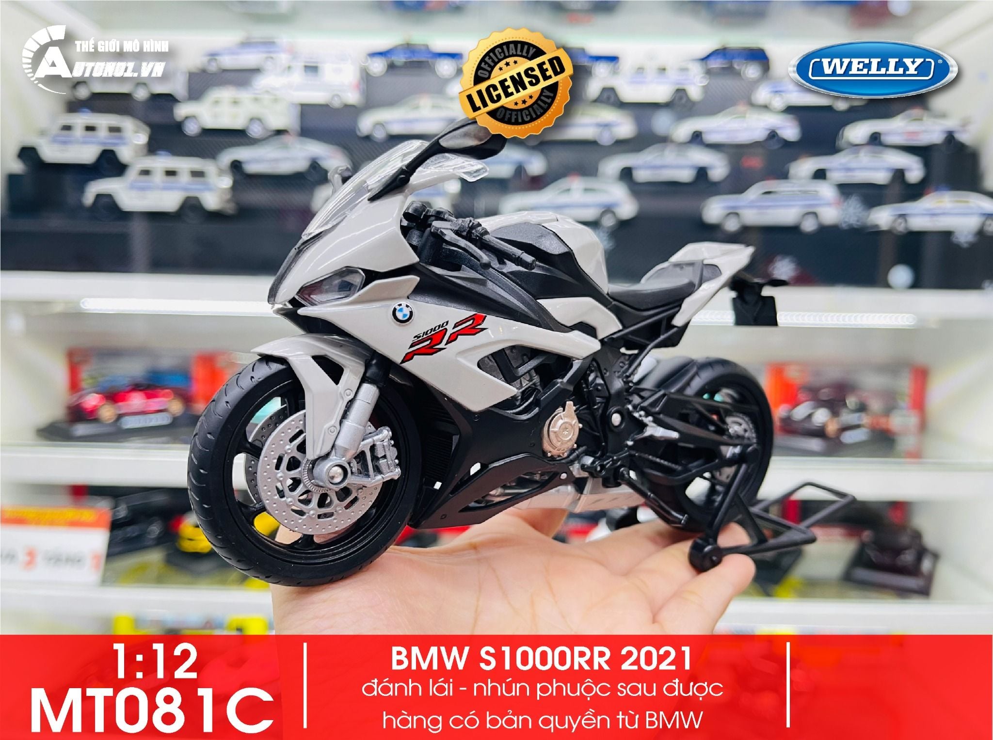  Mô hình xe Bmw s1000rr 2021 1:12 Welly MT081 