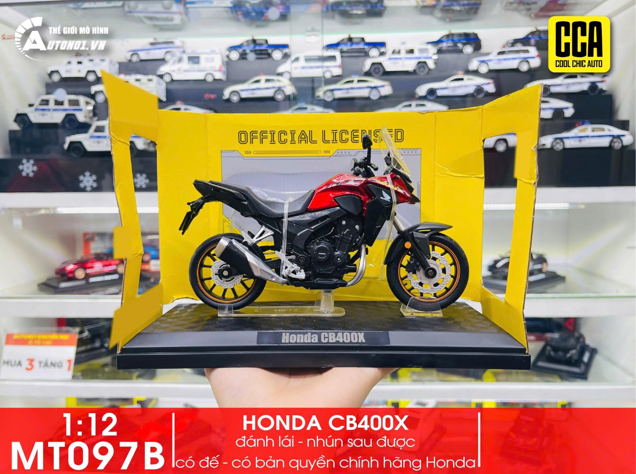  Mô hình xe mô tô Honda CB400X Advanture đánh lái được tỉ lệ 1:12 CCA Coolchicauto MT097 