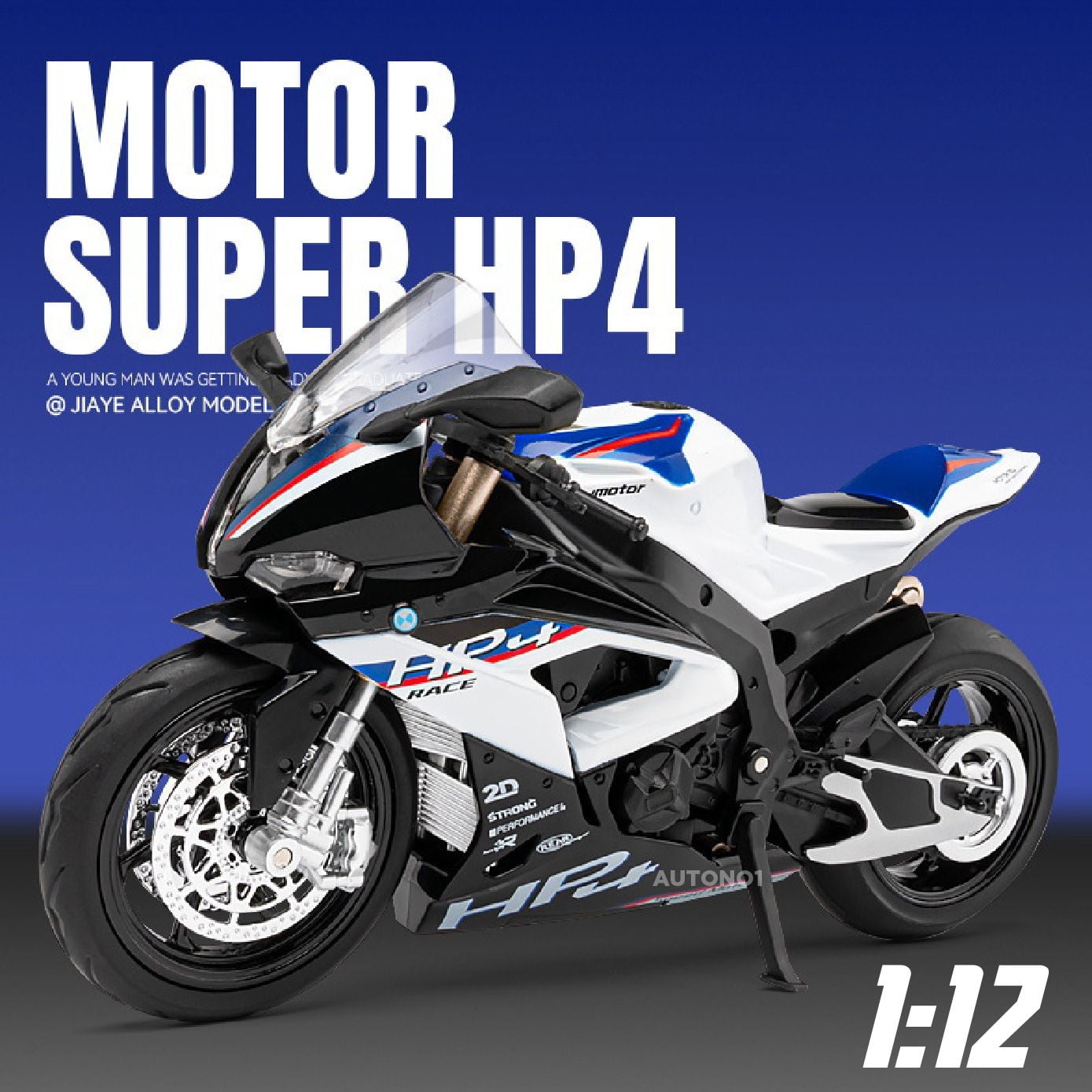  Mô hình xe BMW S1000RR HP4 tỉ lệ 1:12 Jiaye Model MT098 