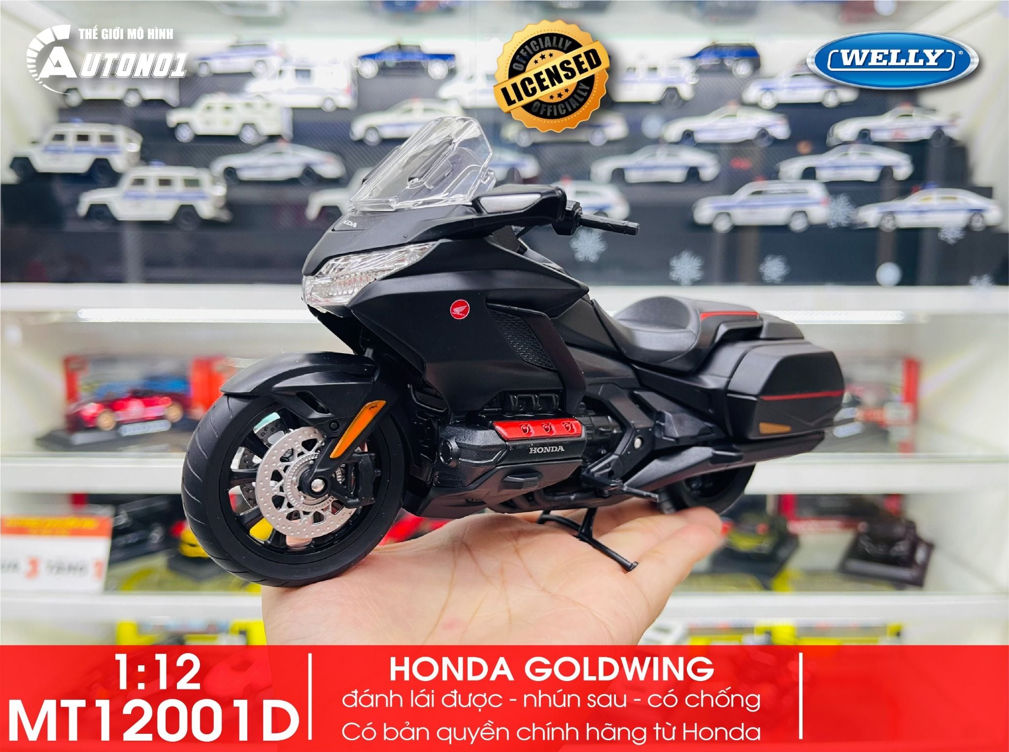  Mô hình xe Honda Goldwing 2020 tỉ lệ 1:12 Welly MT12001 